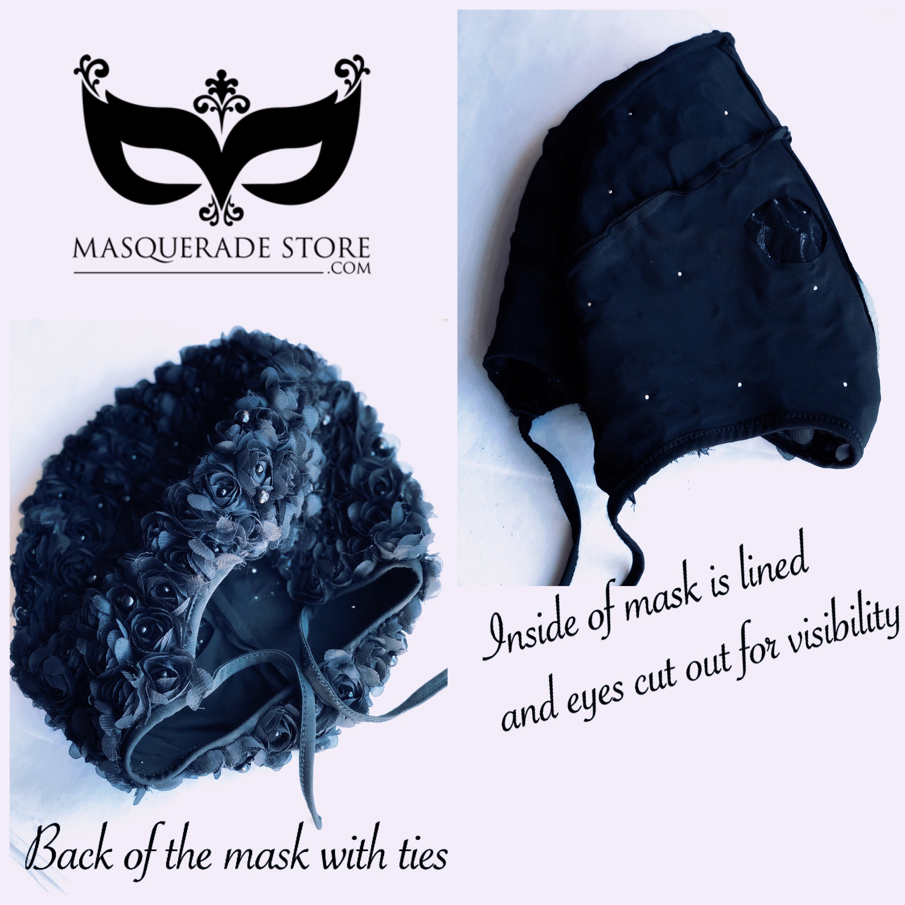 Black Roses & Pearls Full Face Mask