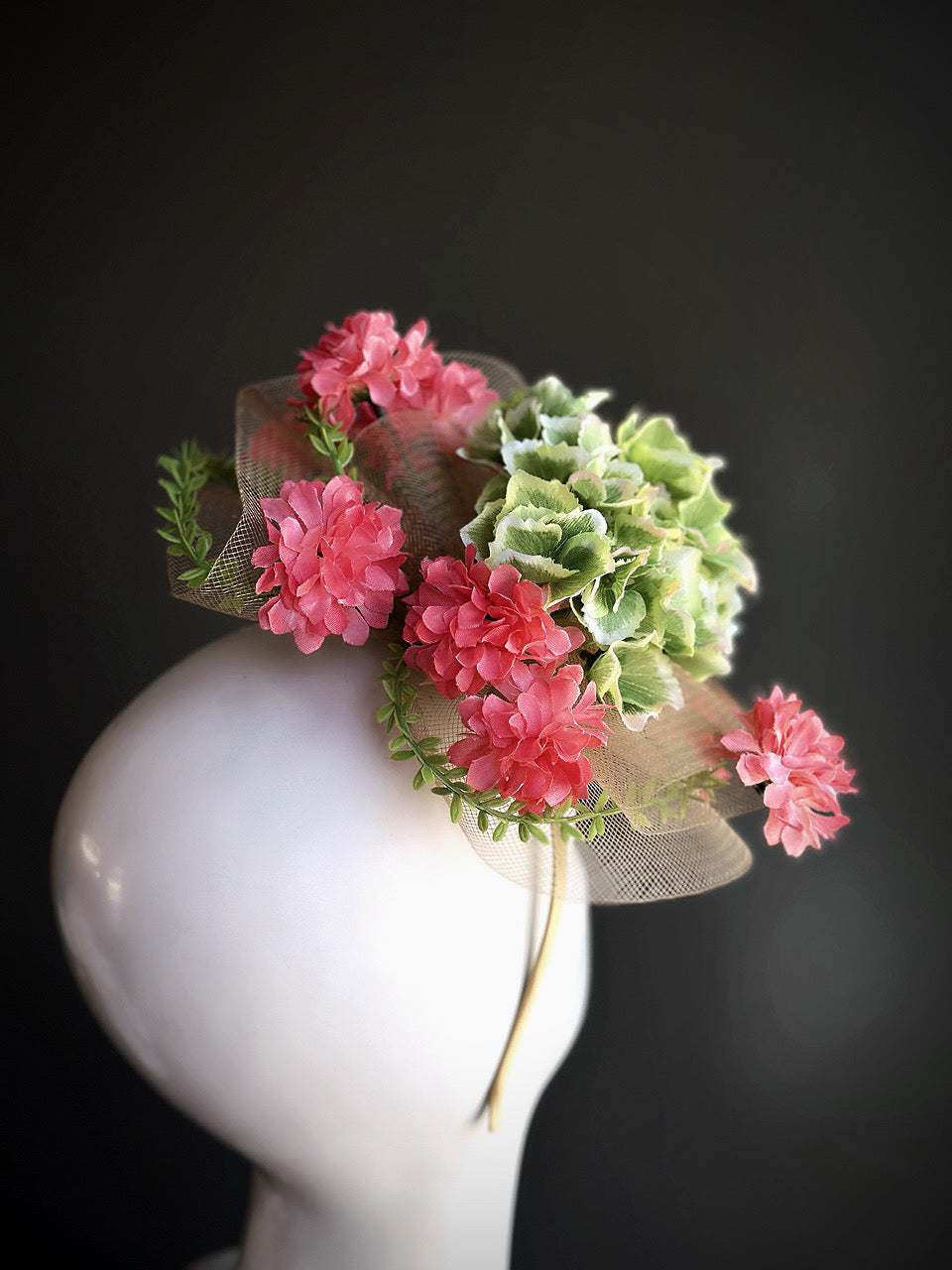 Blossom Grove Fascinator - Pink/Green