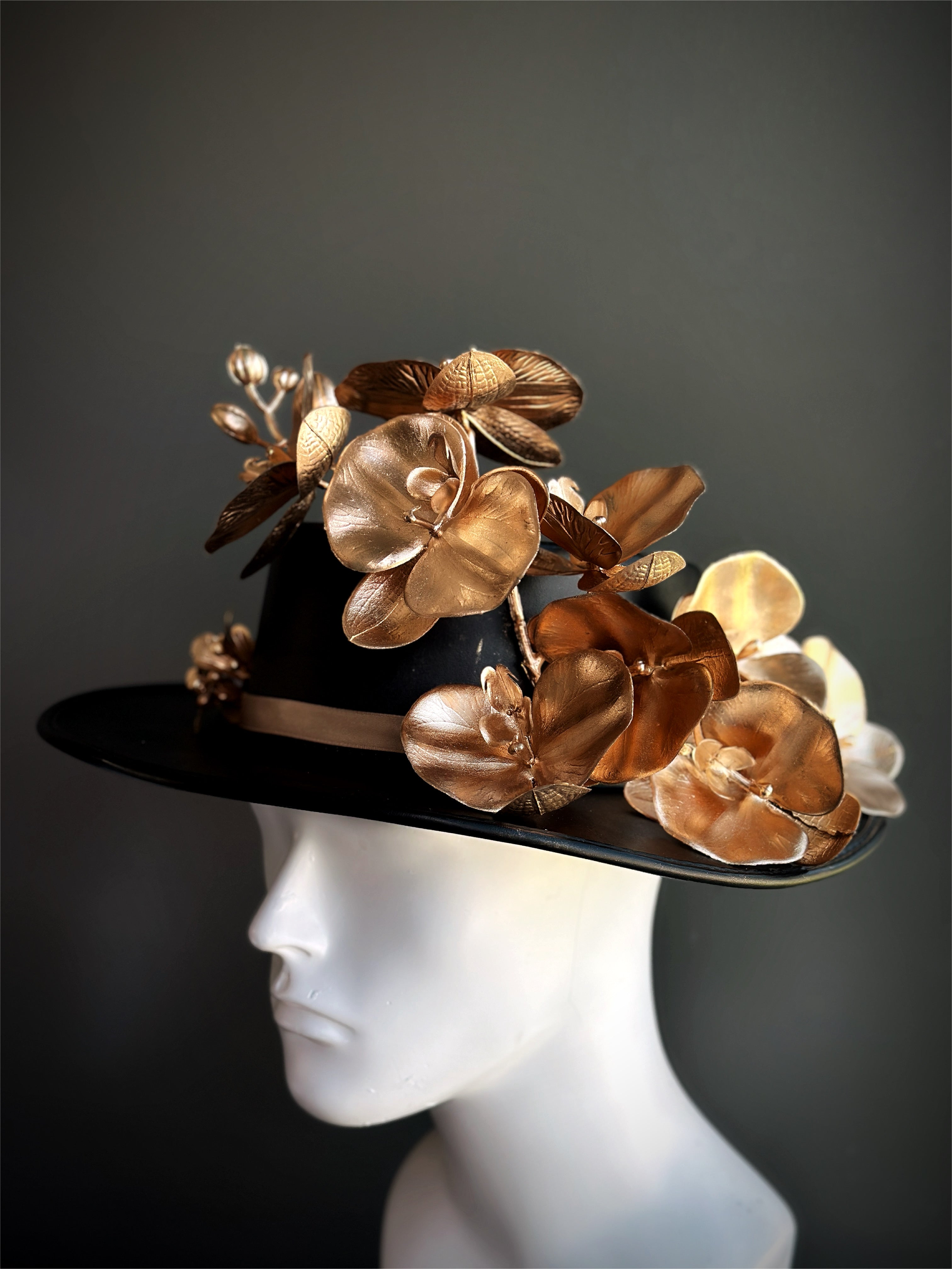 Gold Black Orchid Hat - Unisex