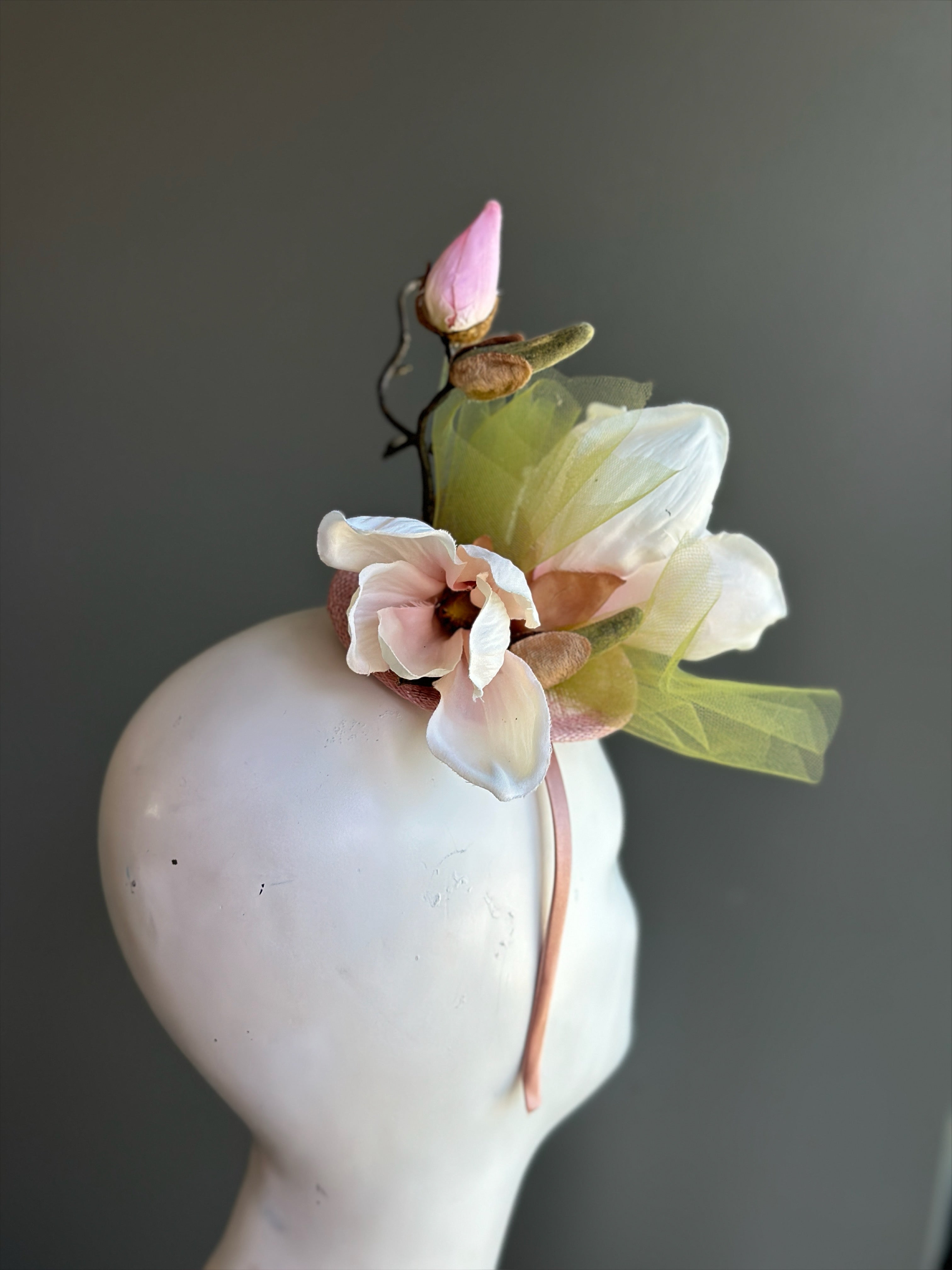 Soft Blush Pink Magnolia Fascinator