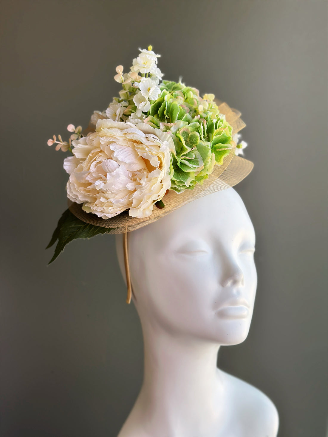 Garden Peony Fascinator - Ivory