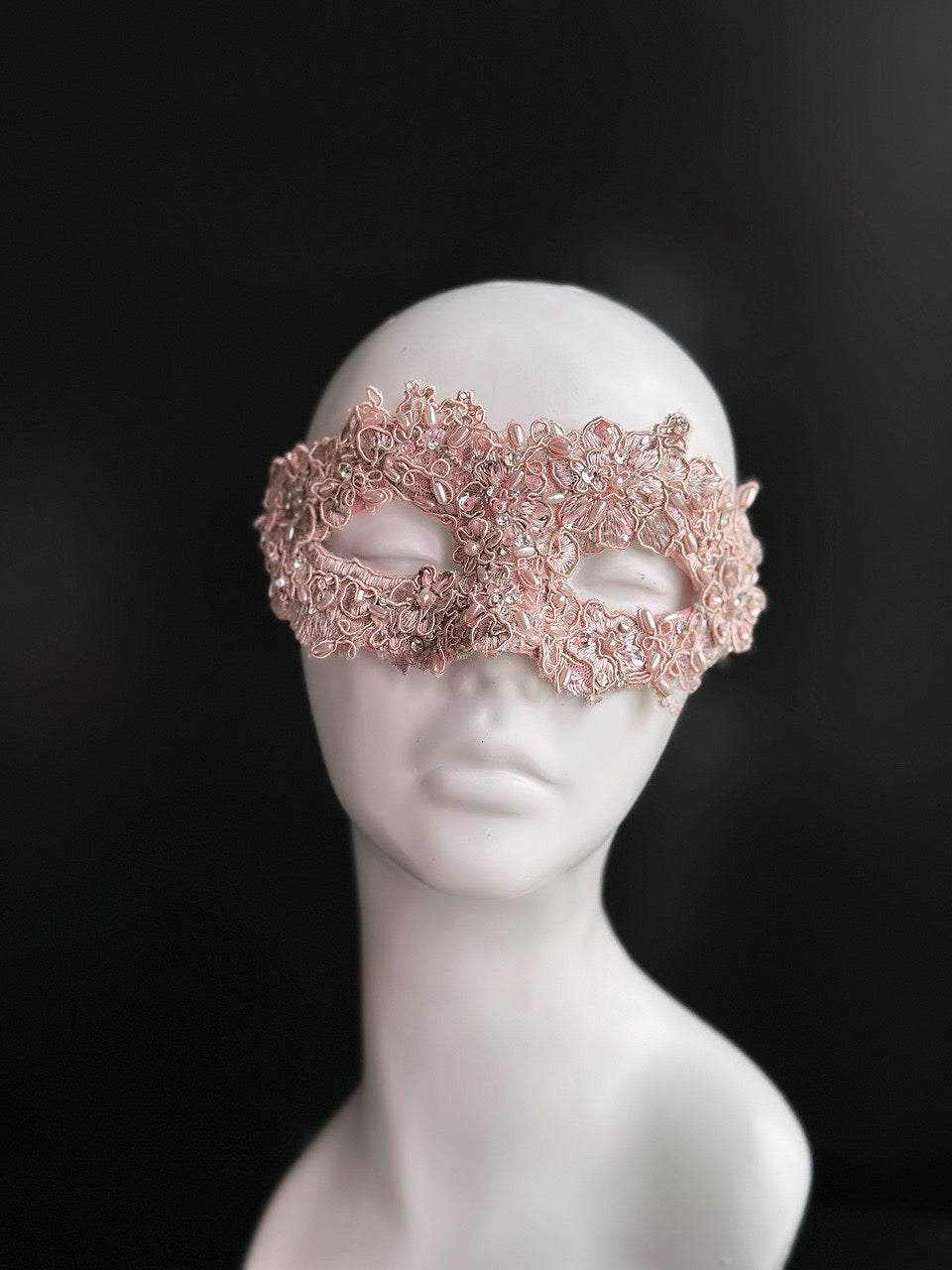 Blush Royale - Rose Pink Lace Mask