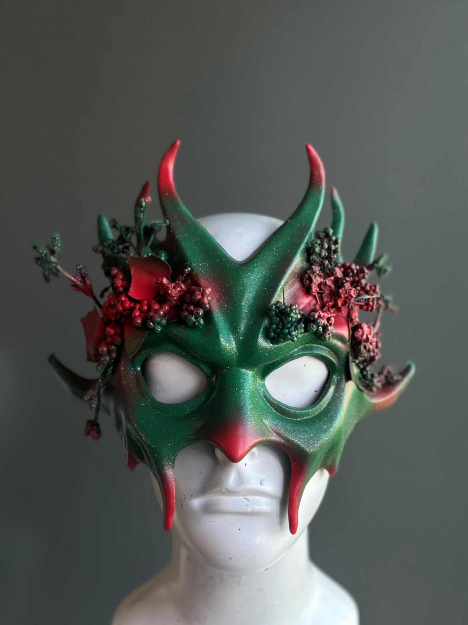 Holiday Forest Mask in Green & Red