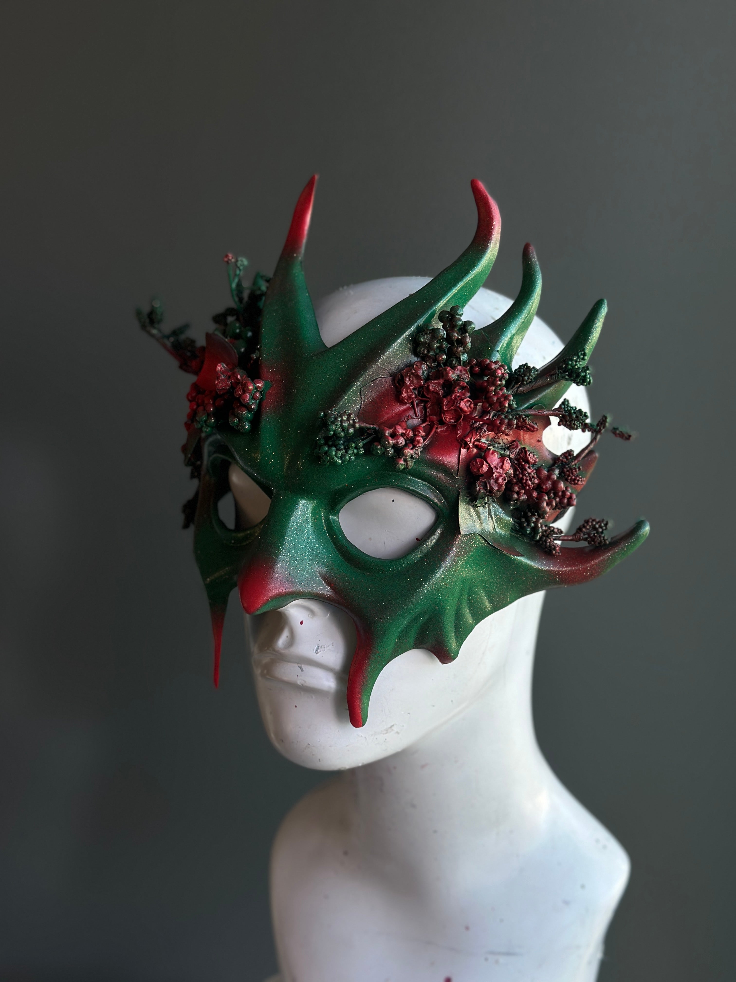 Holiday Forest Mask in Green & Red
