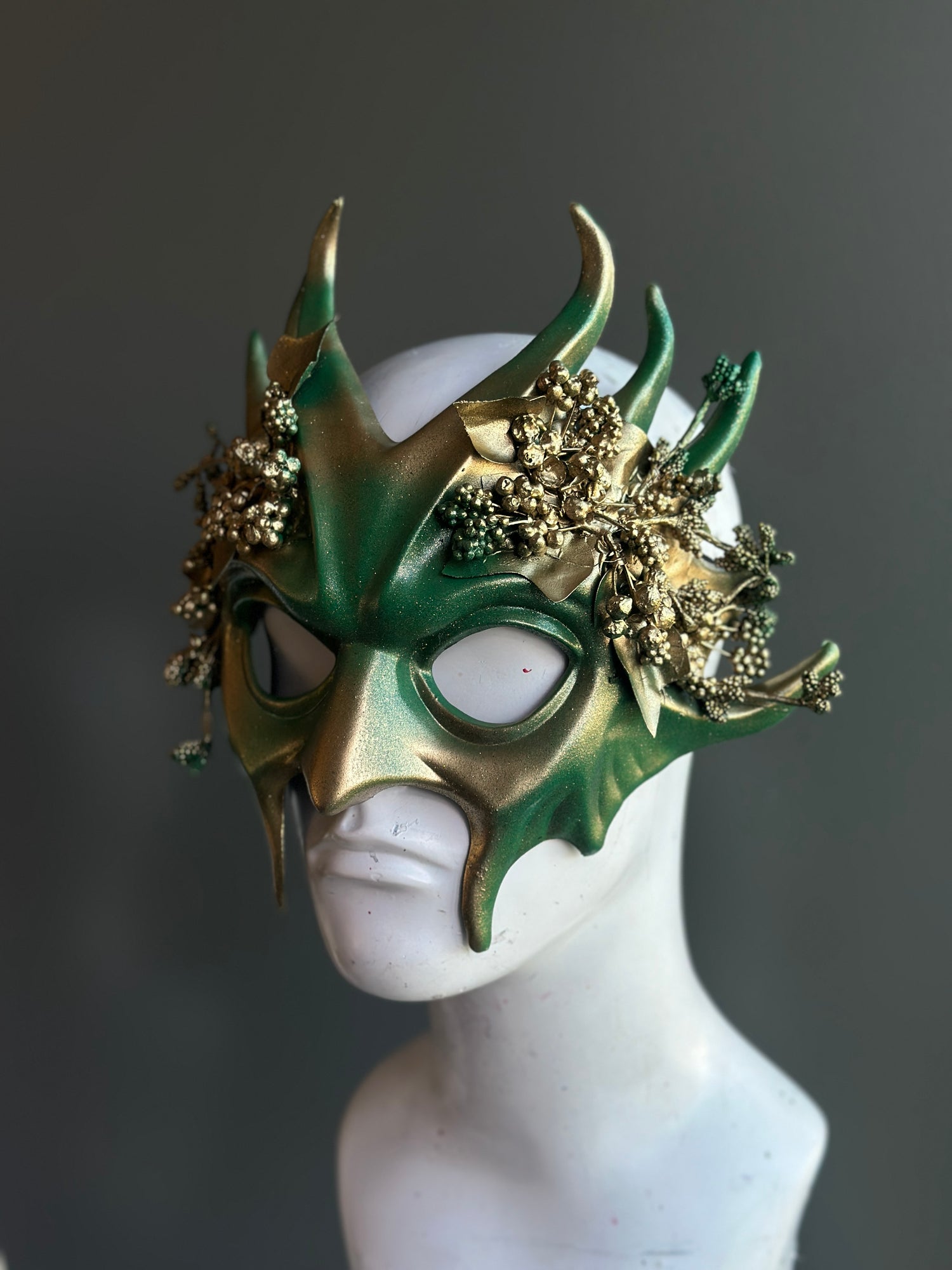 Forest Spirit Mask in Green & Gold