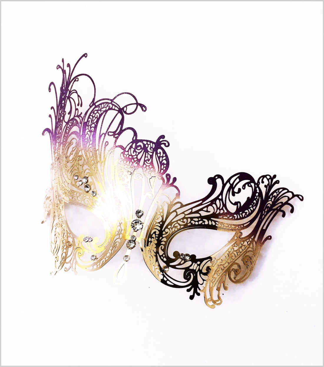 Swan Rhinestone Mask - Purple/Gold
