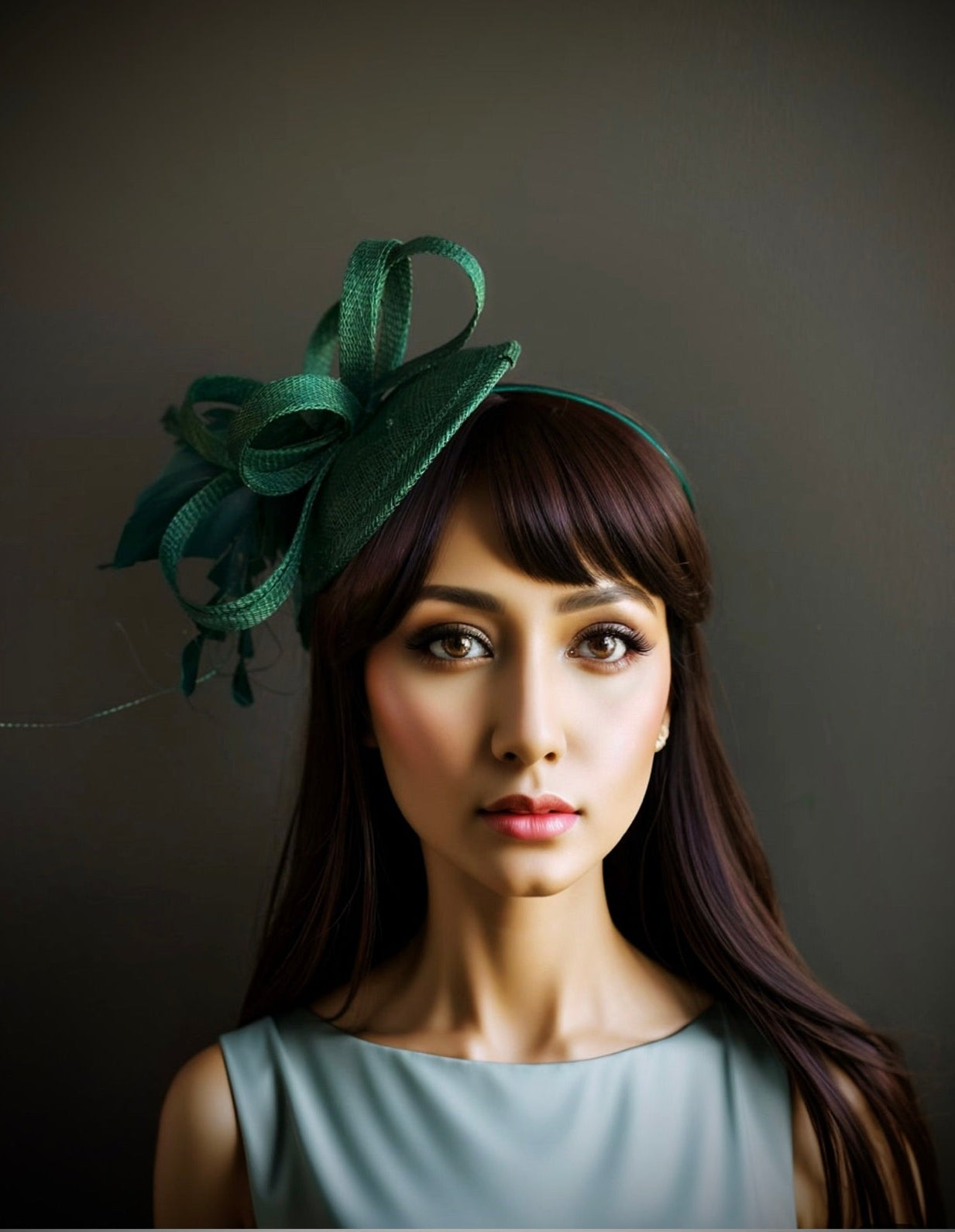 Tea Party Fascinator Hat - Dark Green