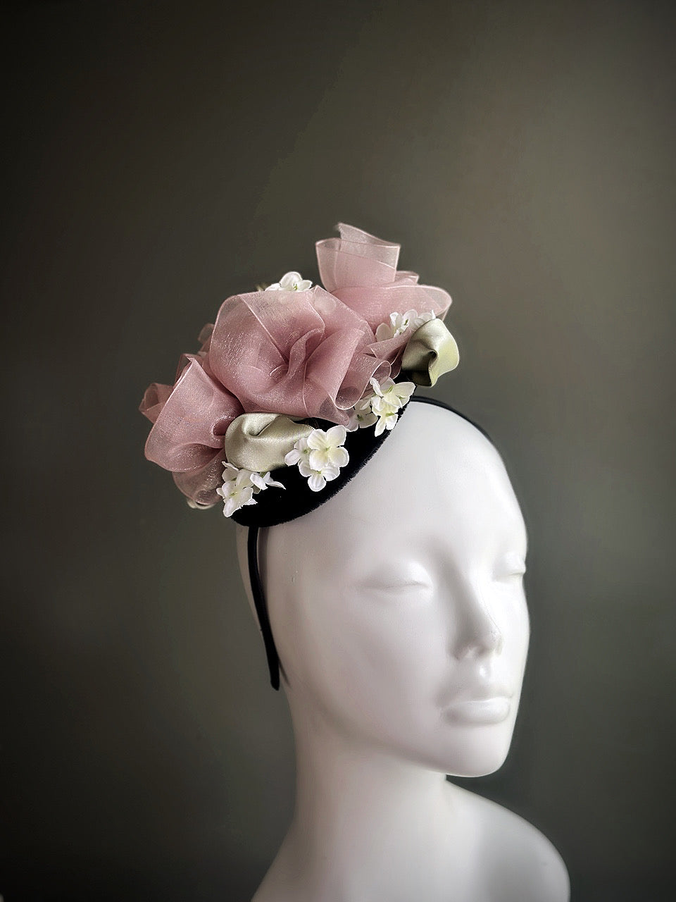 Rose Sorbet - Fascinator Hat - Pink/Green