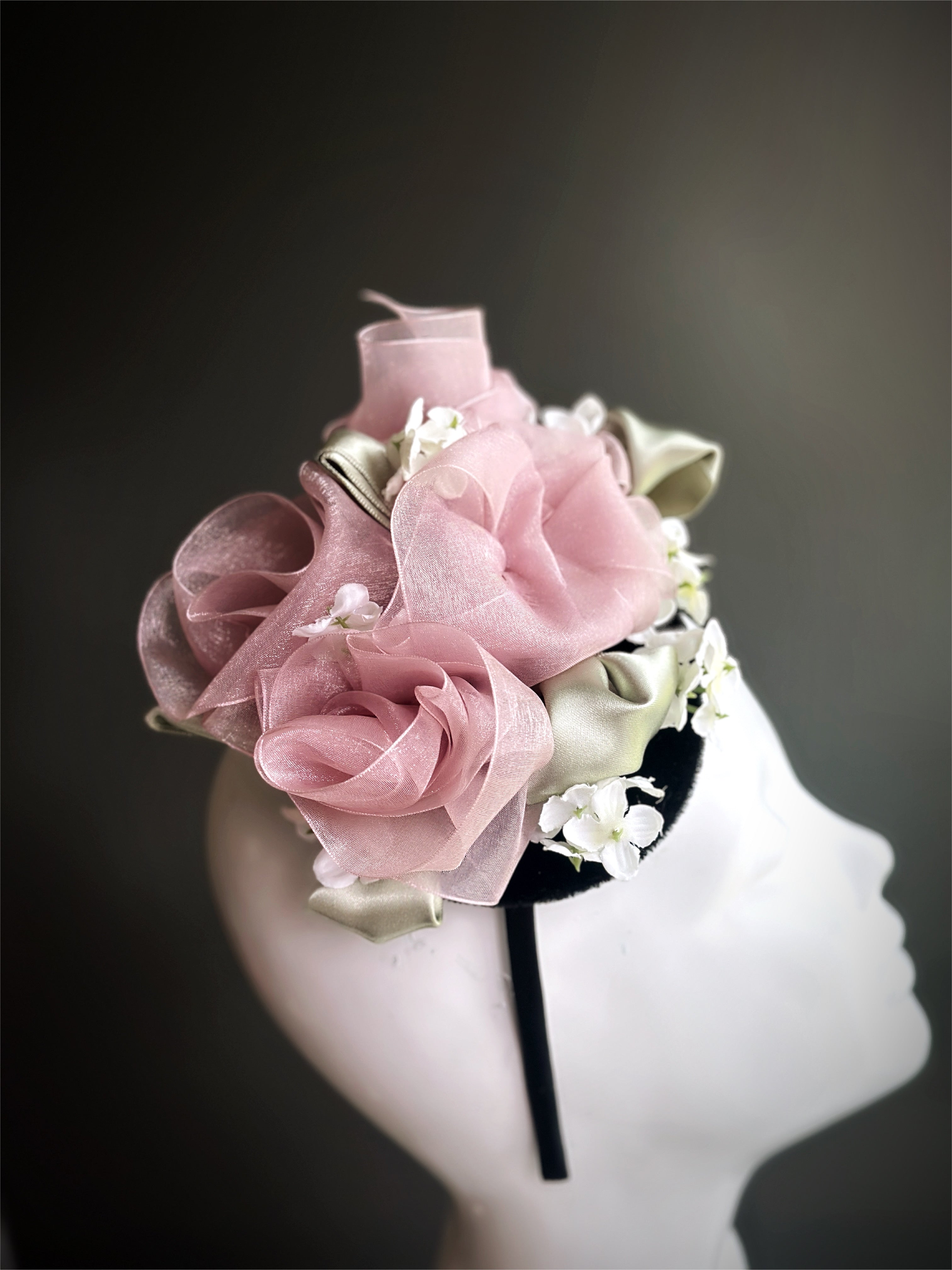 Rose Sorbet - Fascinator Hat - Pink/Green