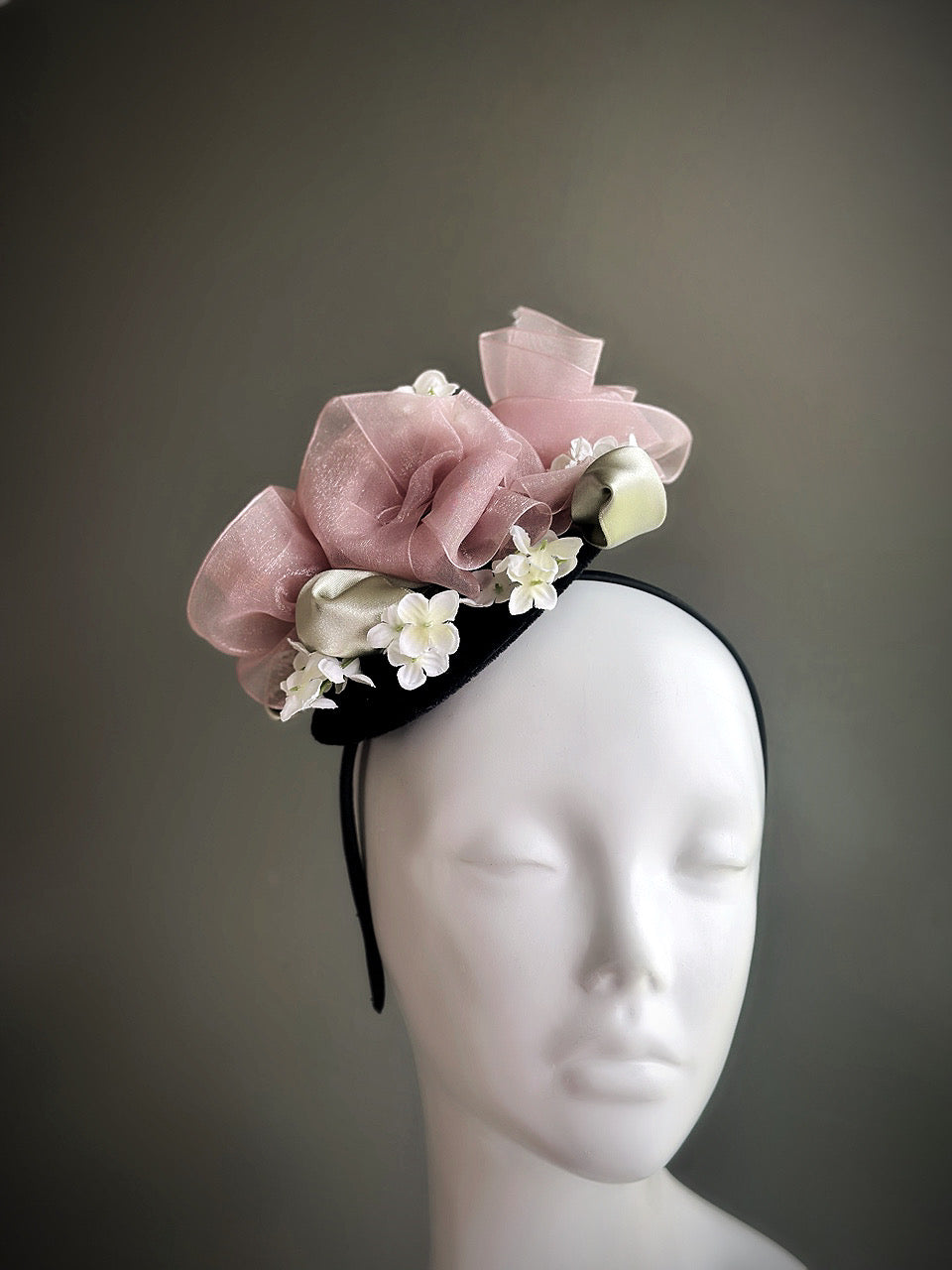 Rose Sorbet - Fascinator Hat - Pink/Green
