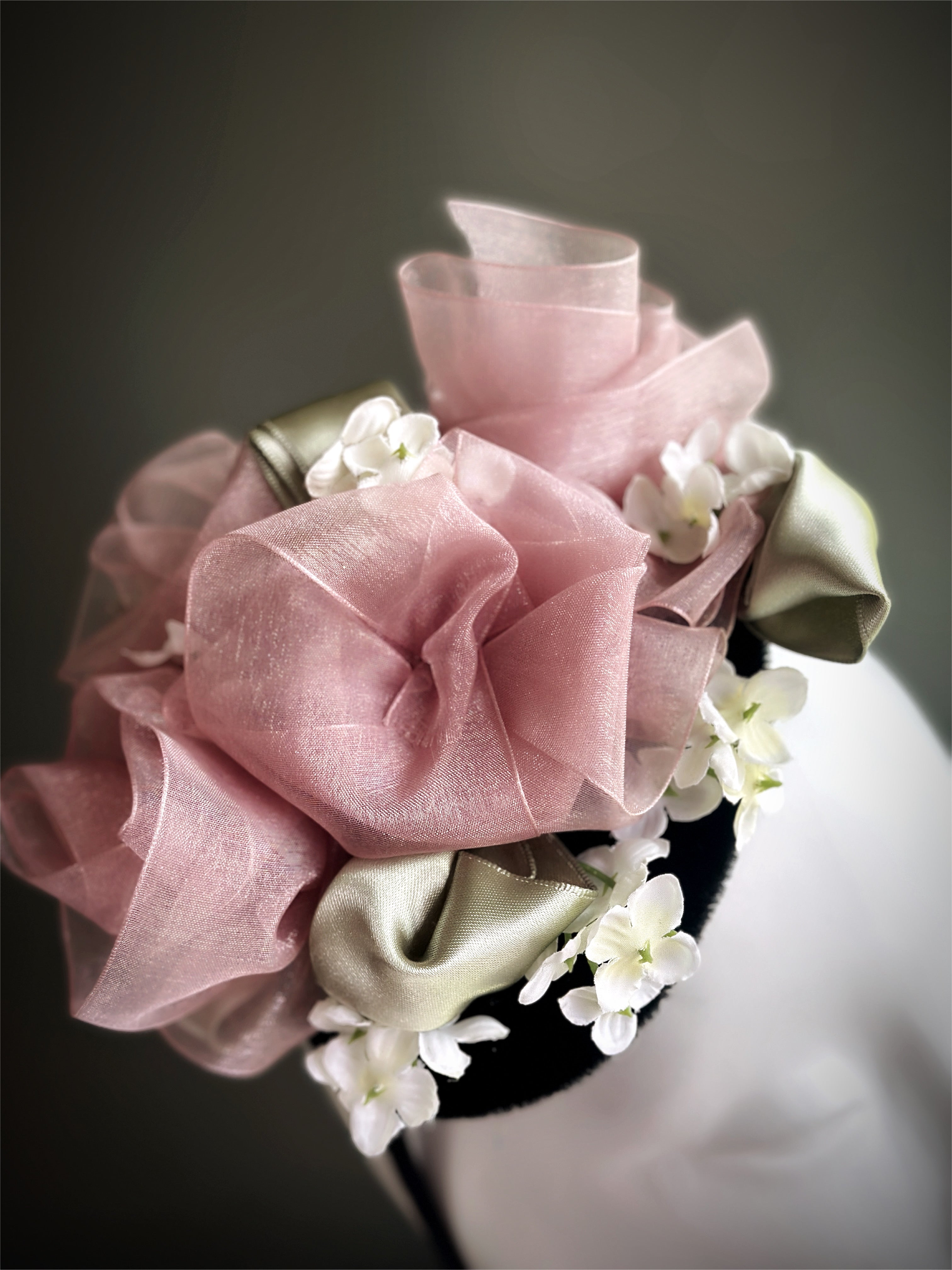Rose Sorbet - Fascinator Hat - Pink/Green