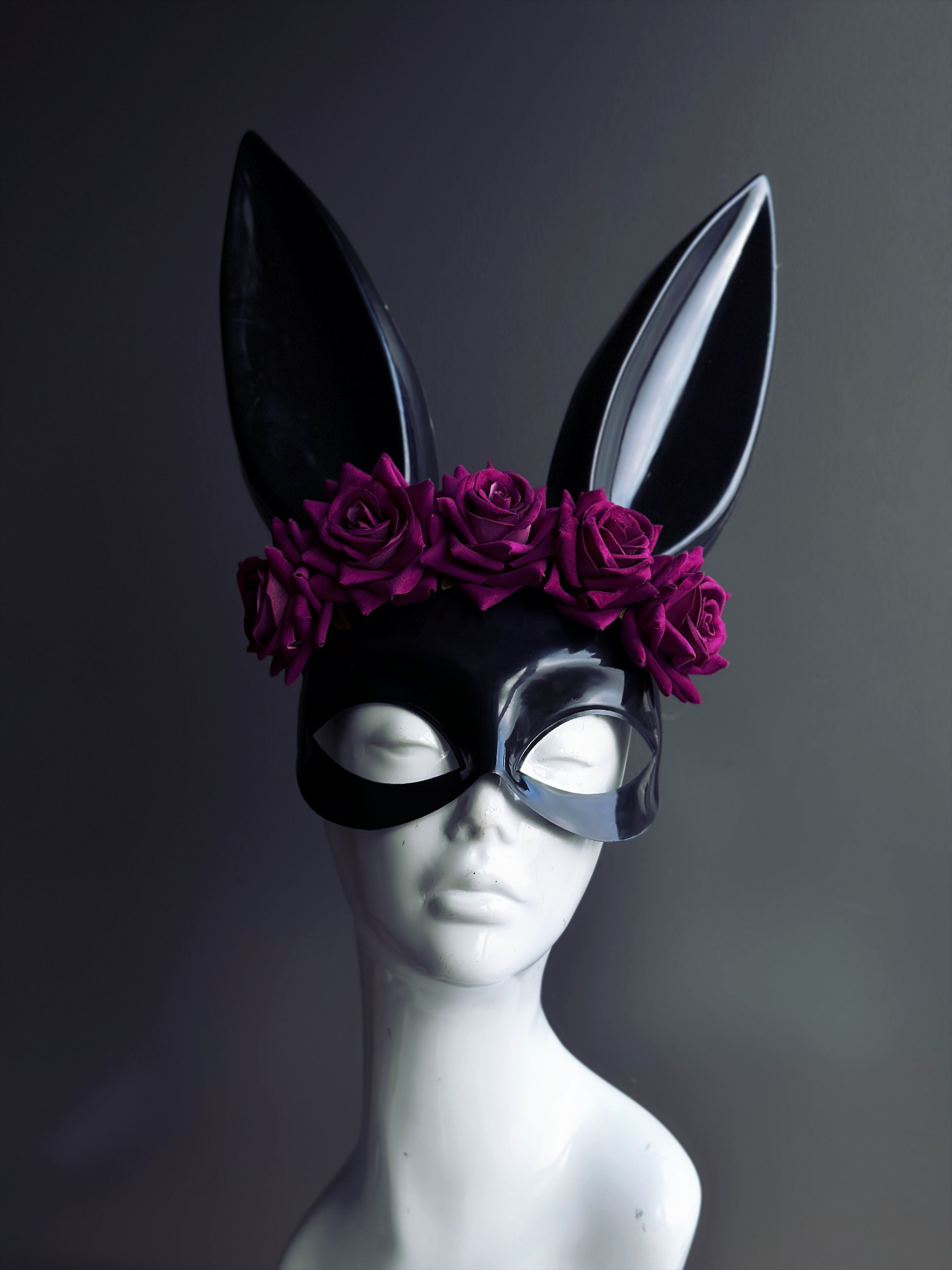 Bunny Mask - Dark Magenta Roses