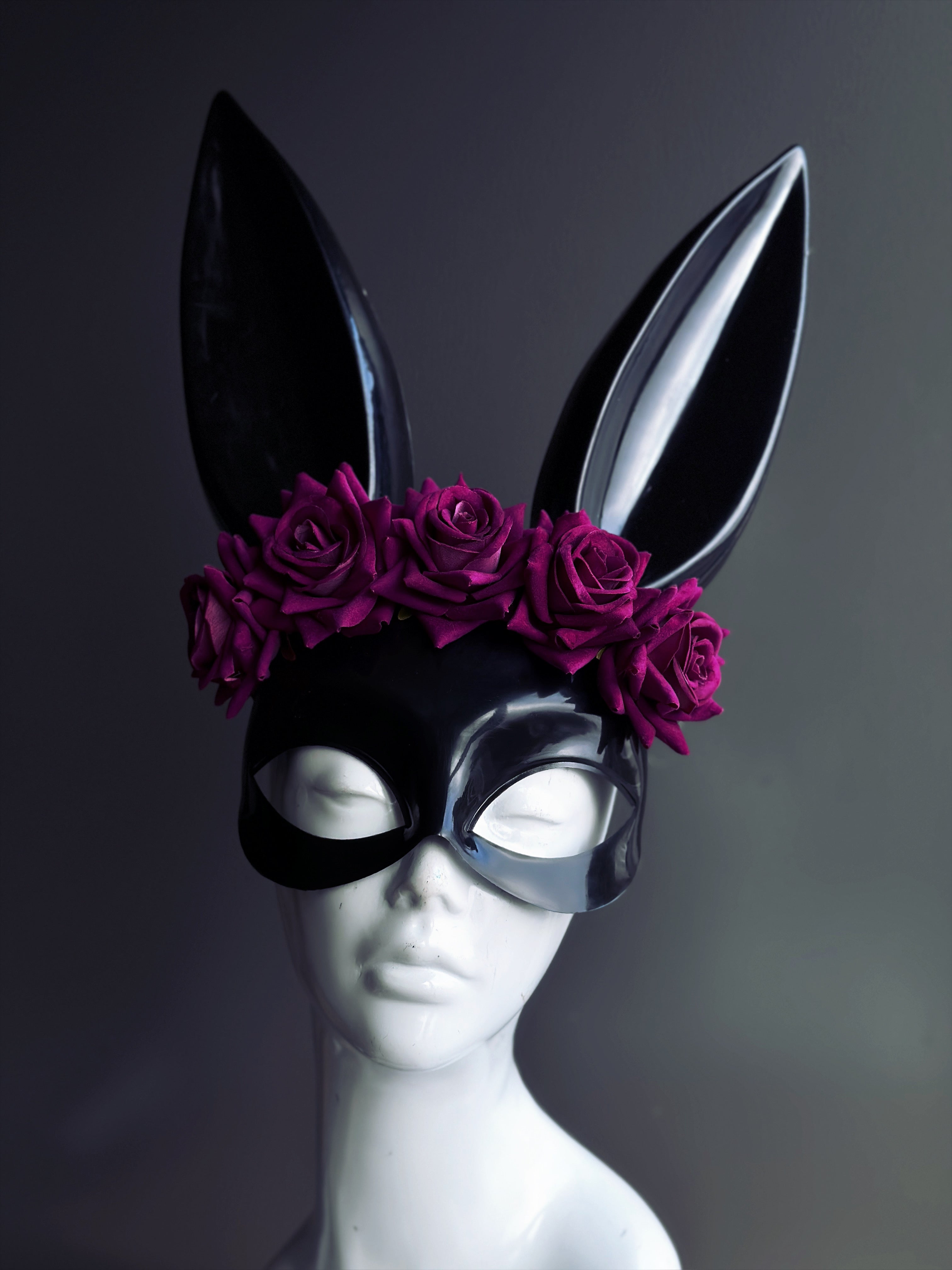Bunny Mask - Dark Magenta Roses
