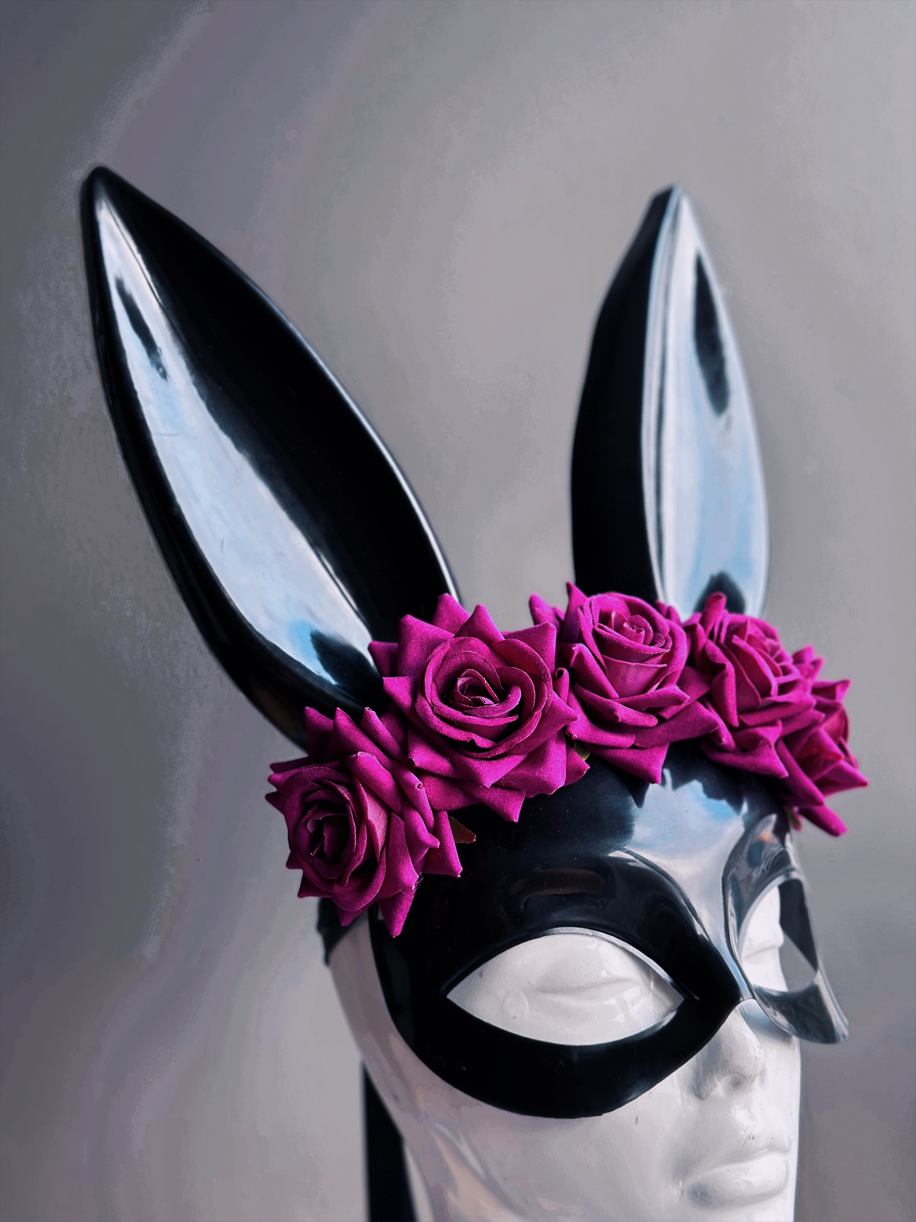 Bunny Mask - Dark Magenta Roses