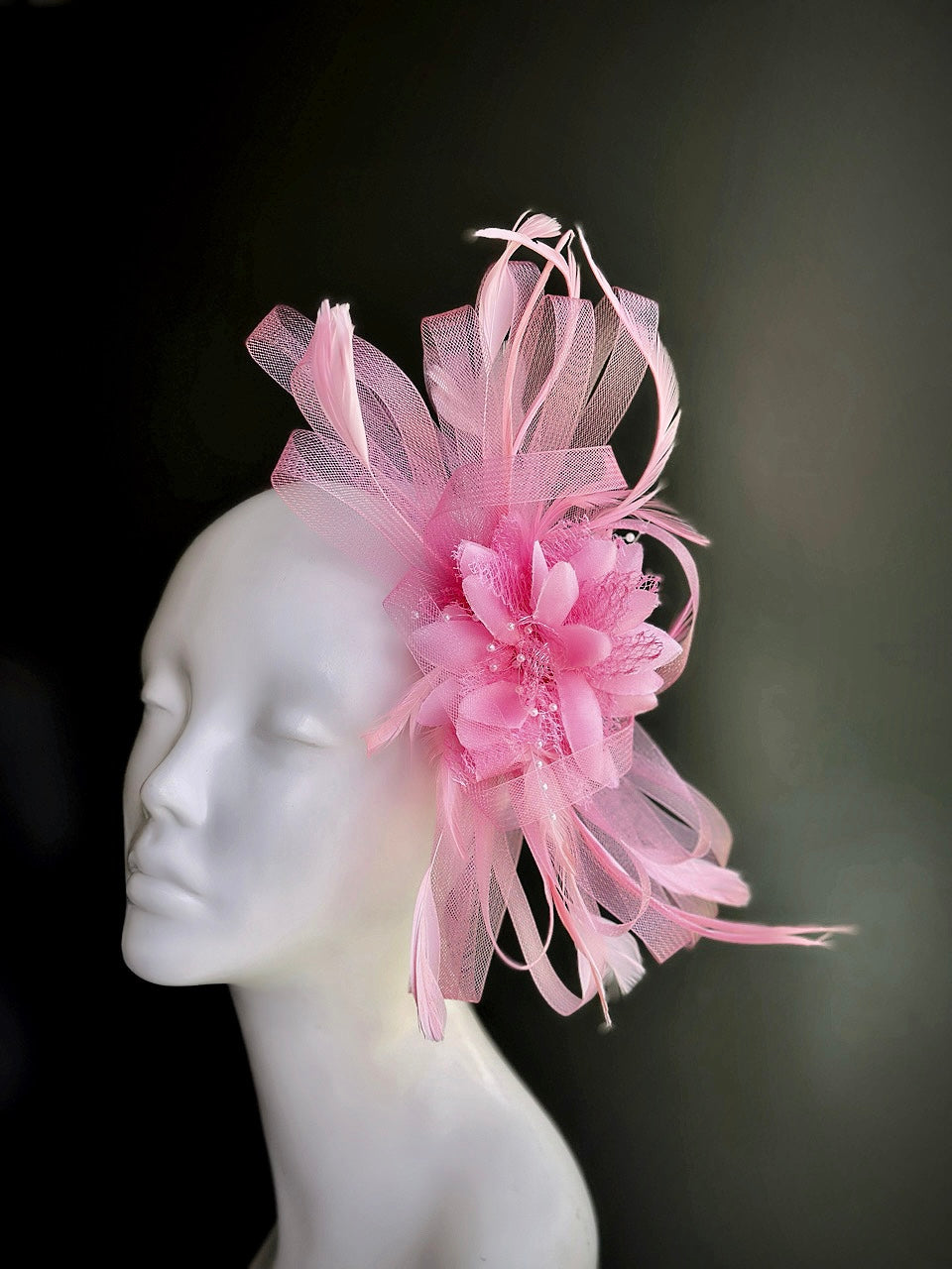 Feather Tulle Hairpiece - Light Pink