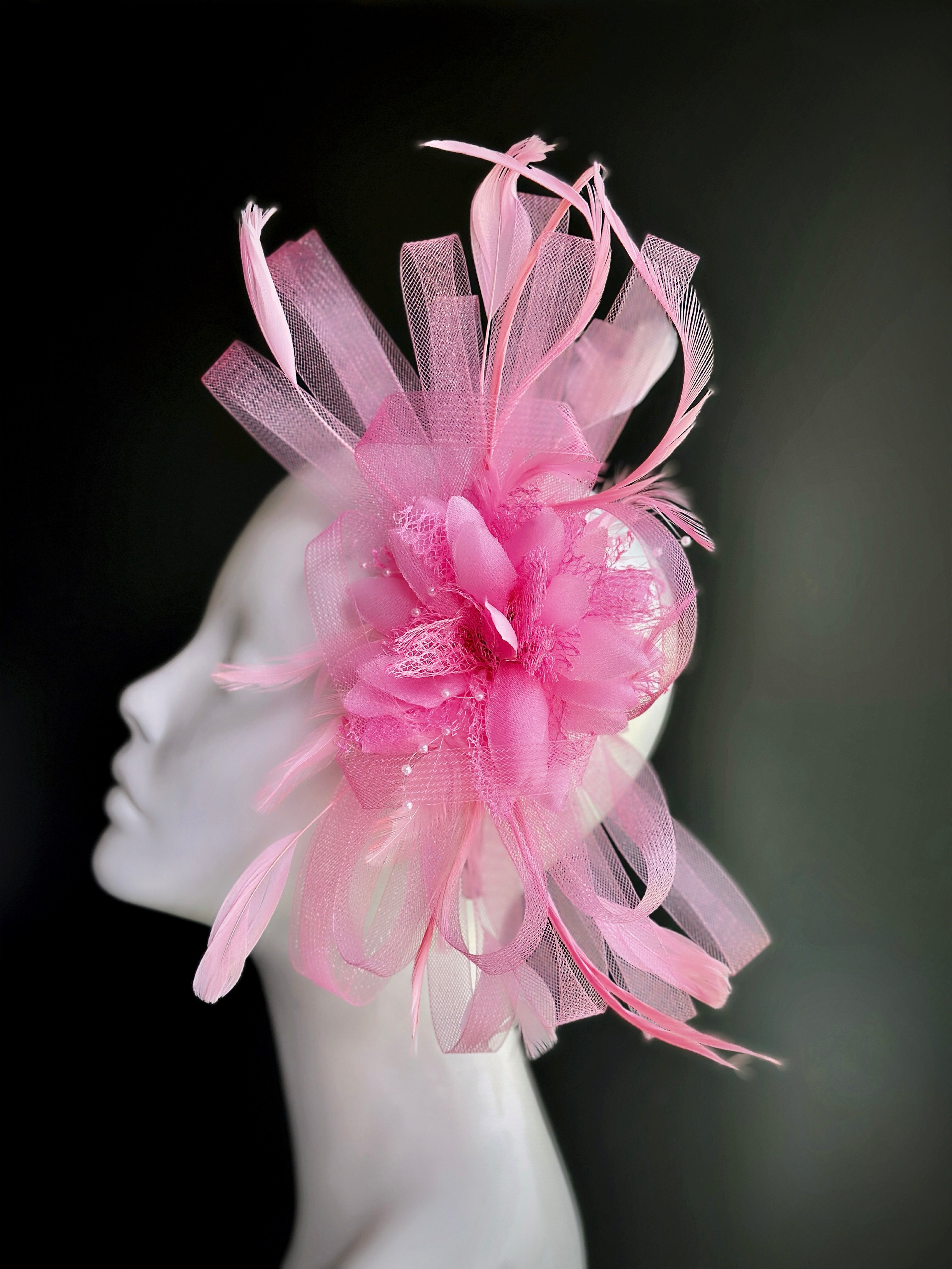 Feather Tulle Hairpiece - Light Pink