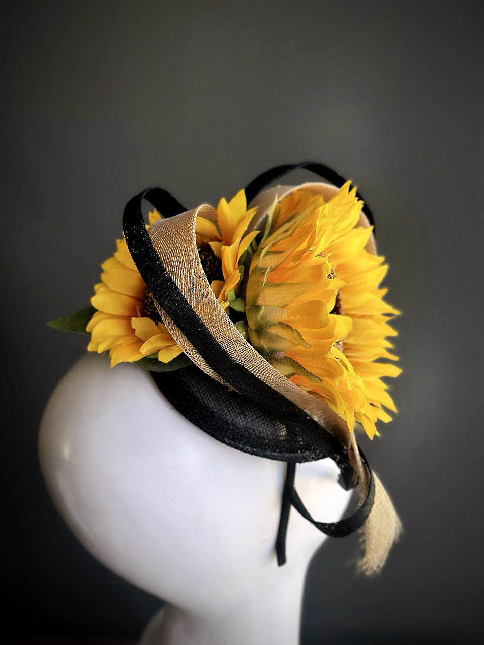 Sunflower Heart Fascinator Hat - Yellow