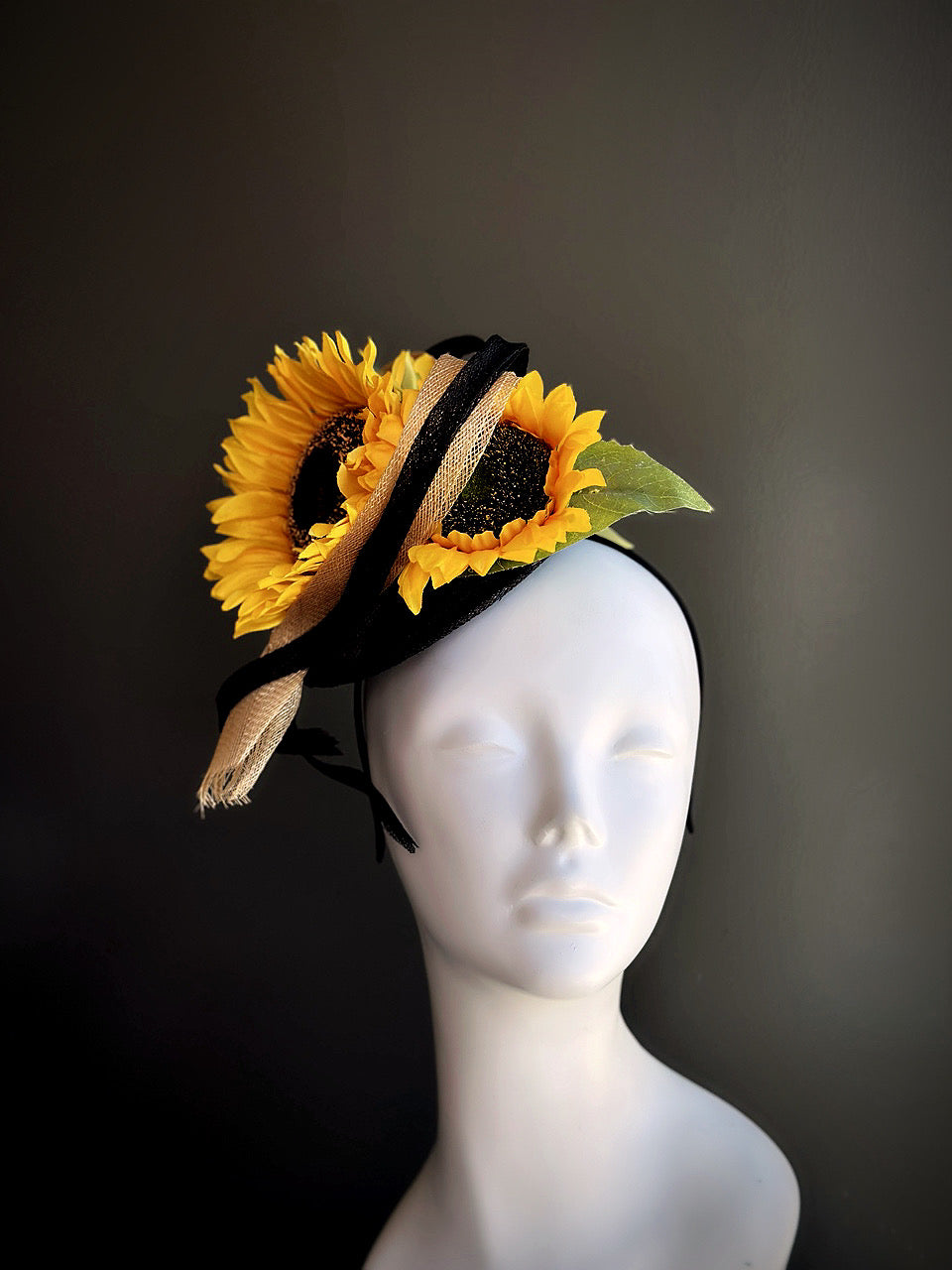 Sunflower Heart Fascinator Hat - Yellow