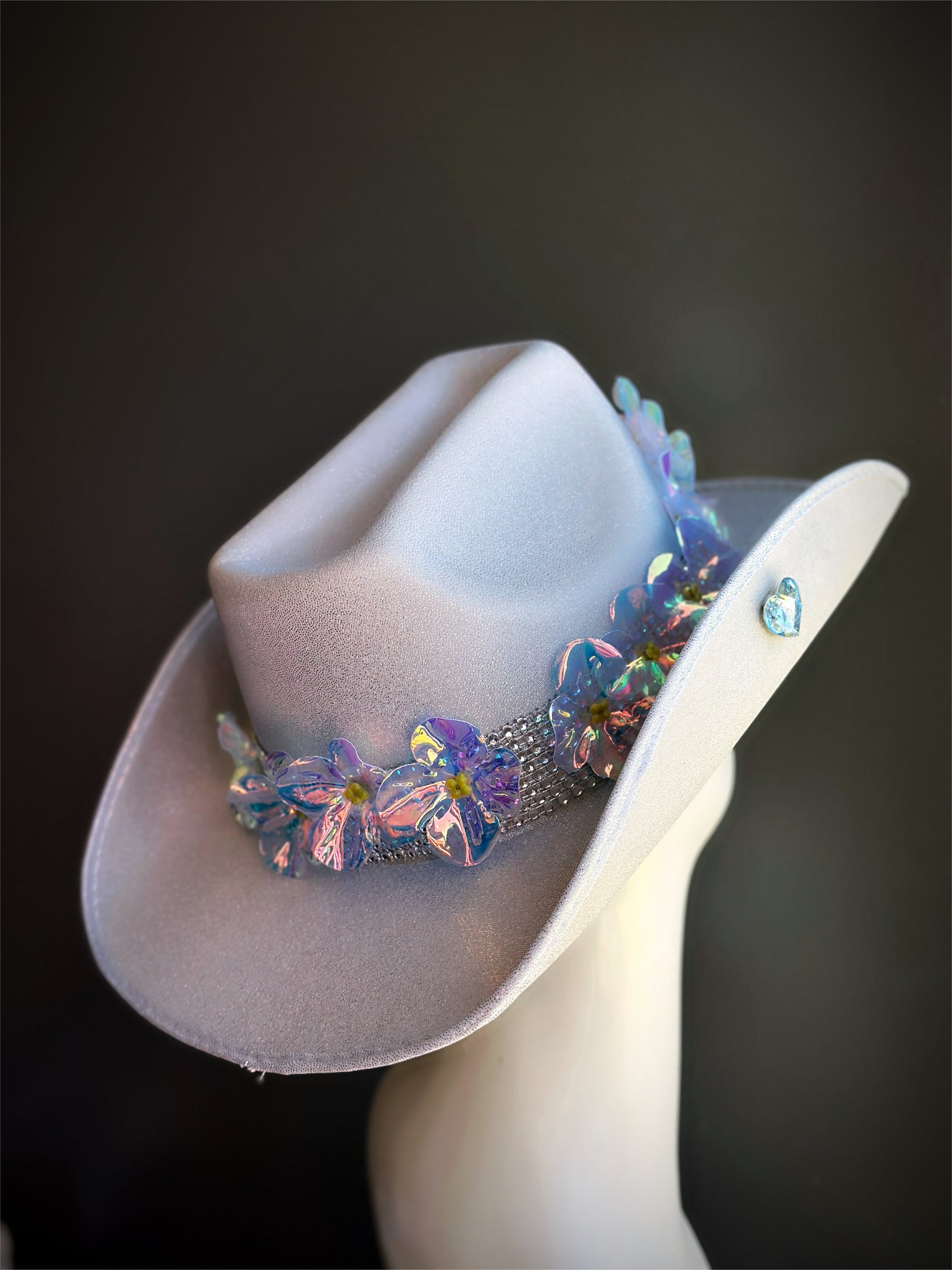 Flower Cowboy Hat - Silver