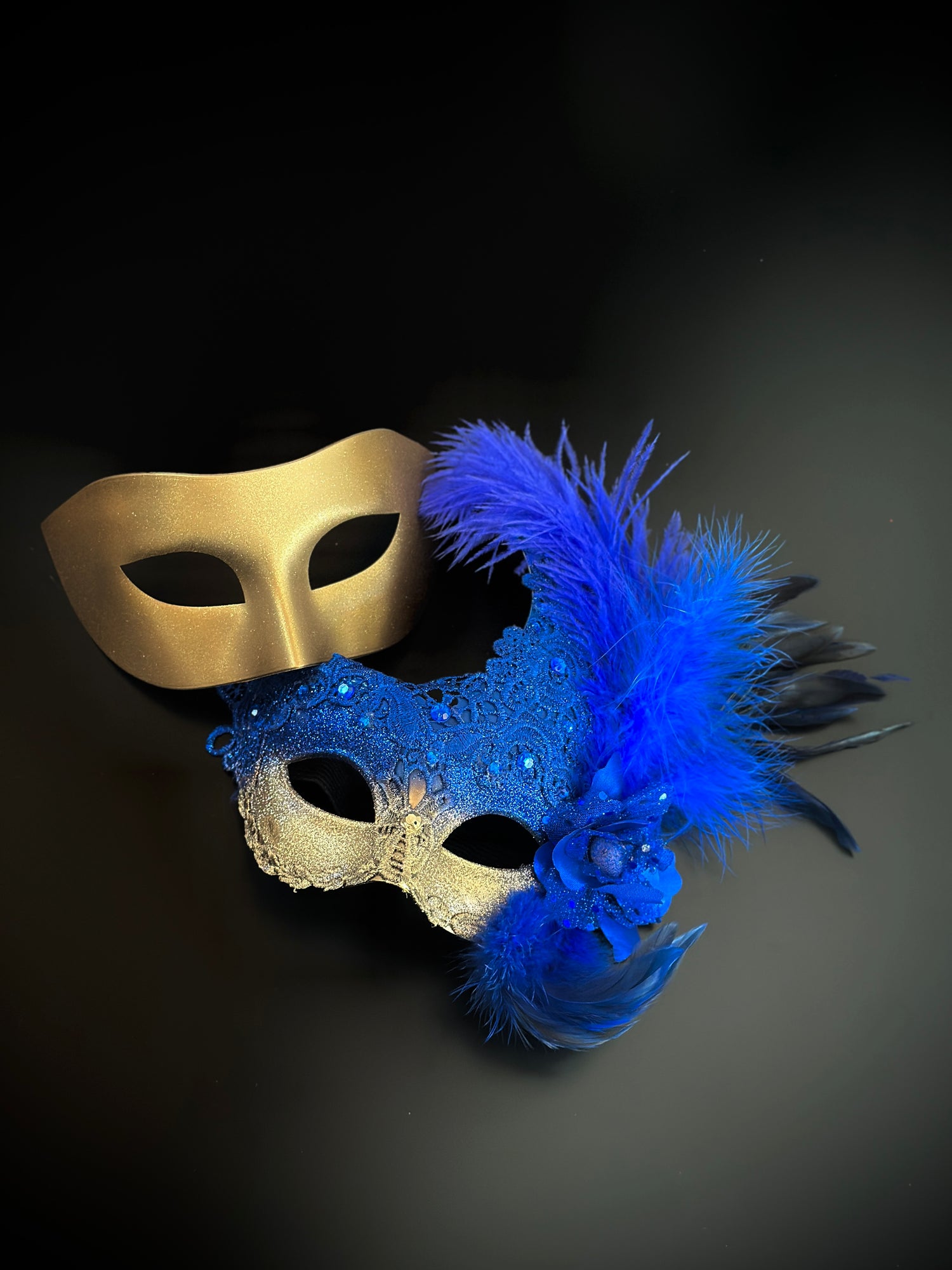 Venetian Brocade Masks - Blue Gold
