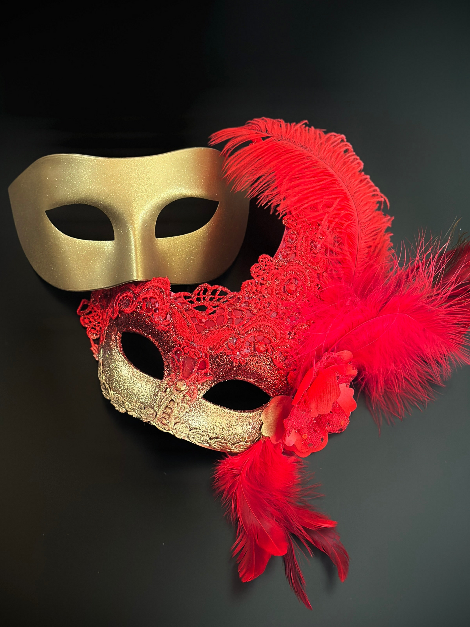 Venetian Brocade Masks - Red Gold