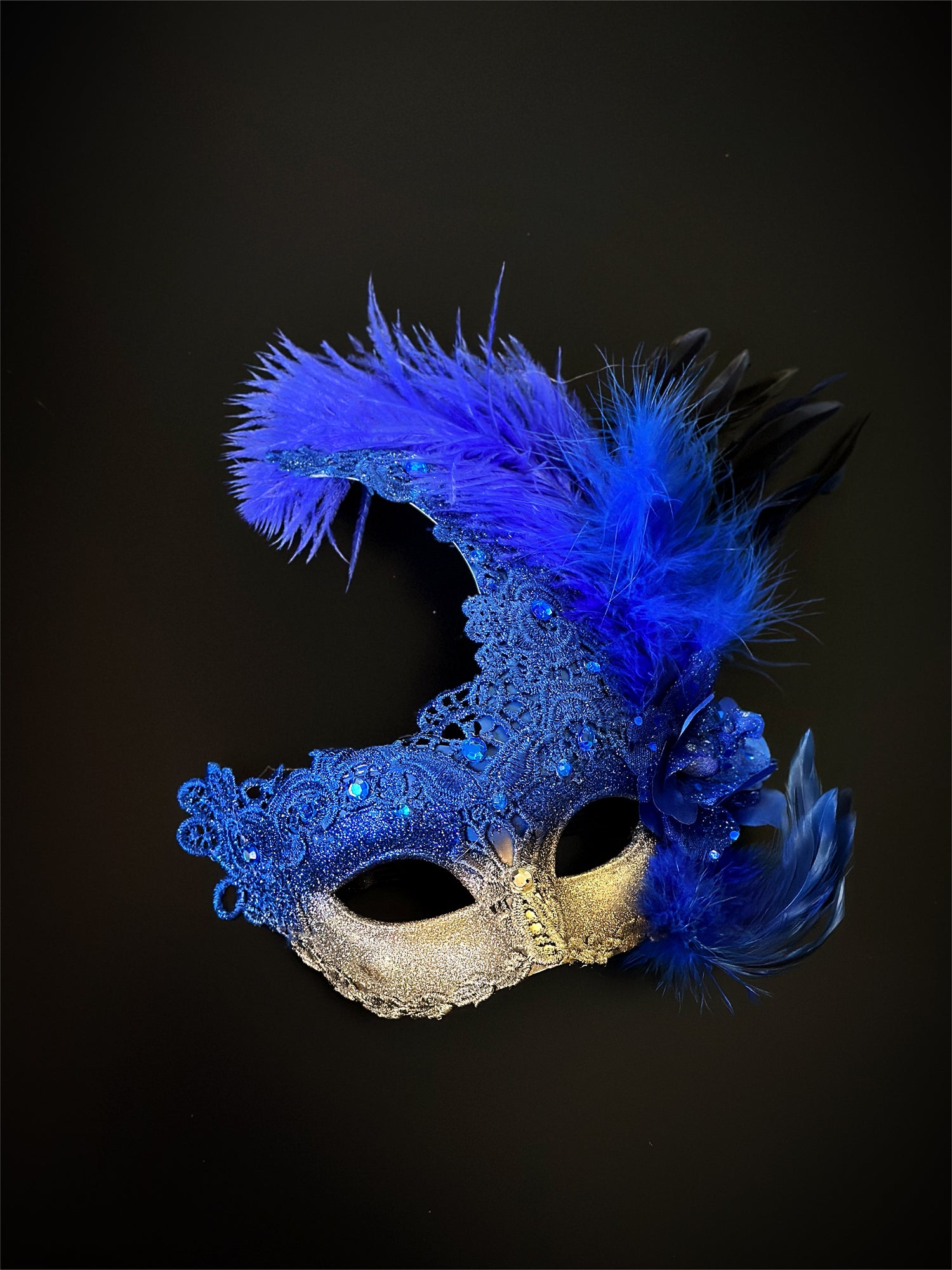 Venetian Brocade Masks - Blue Gold