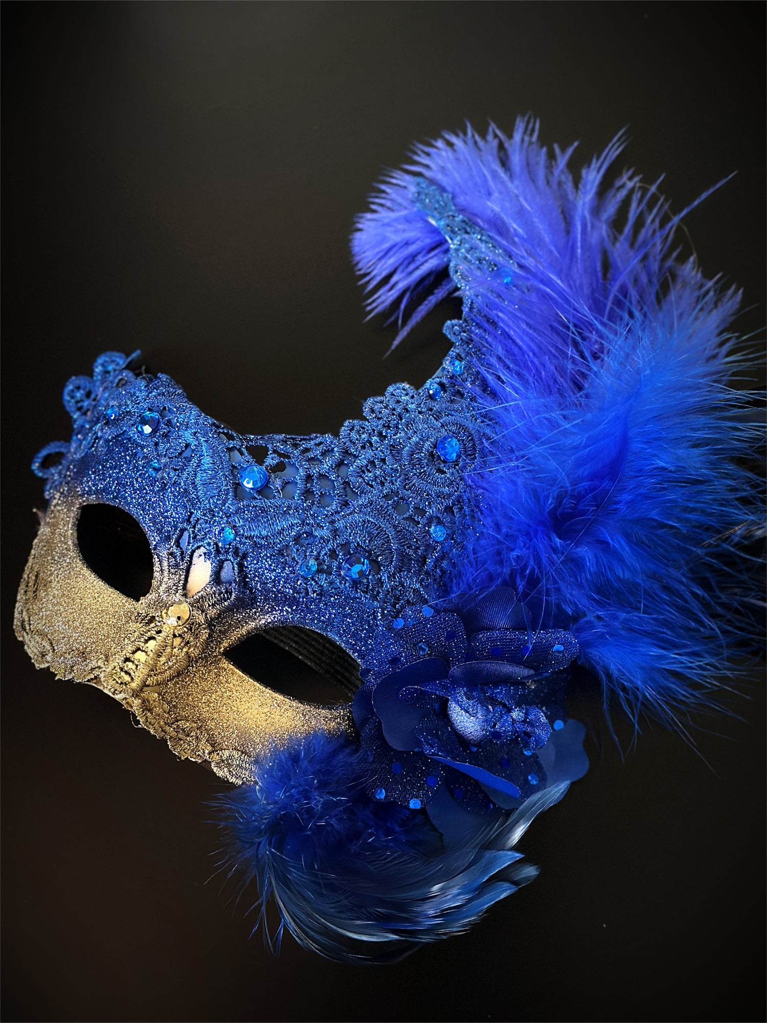 Venetian Brocade Masks - Blue Gold