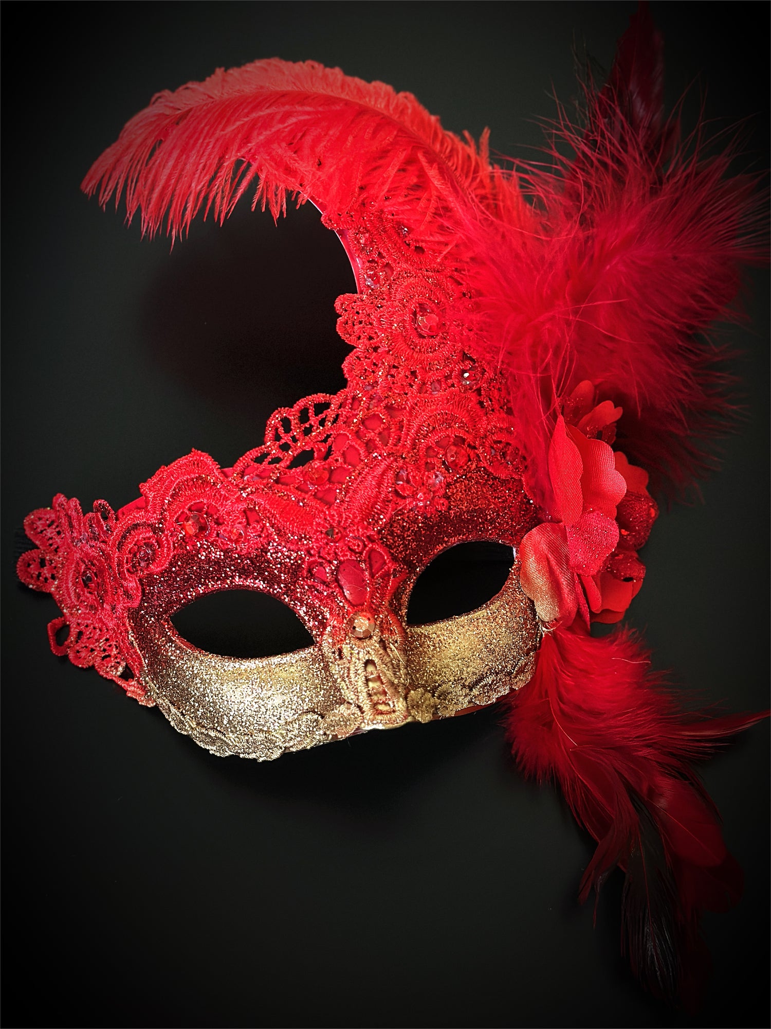 Venetian Brocade Masks - Red Gold