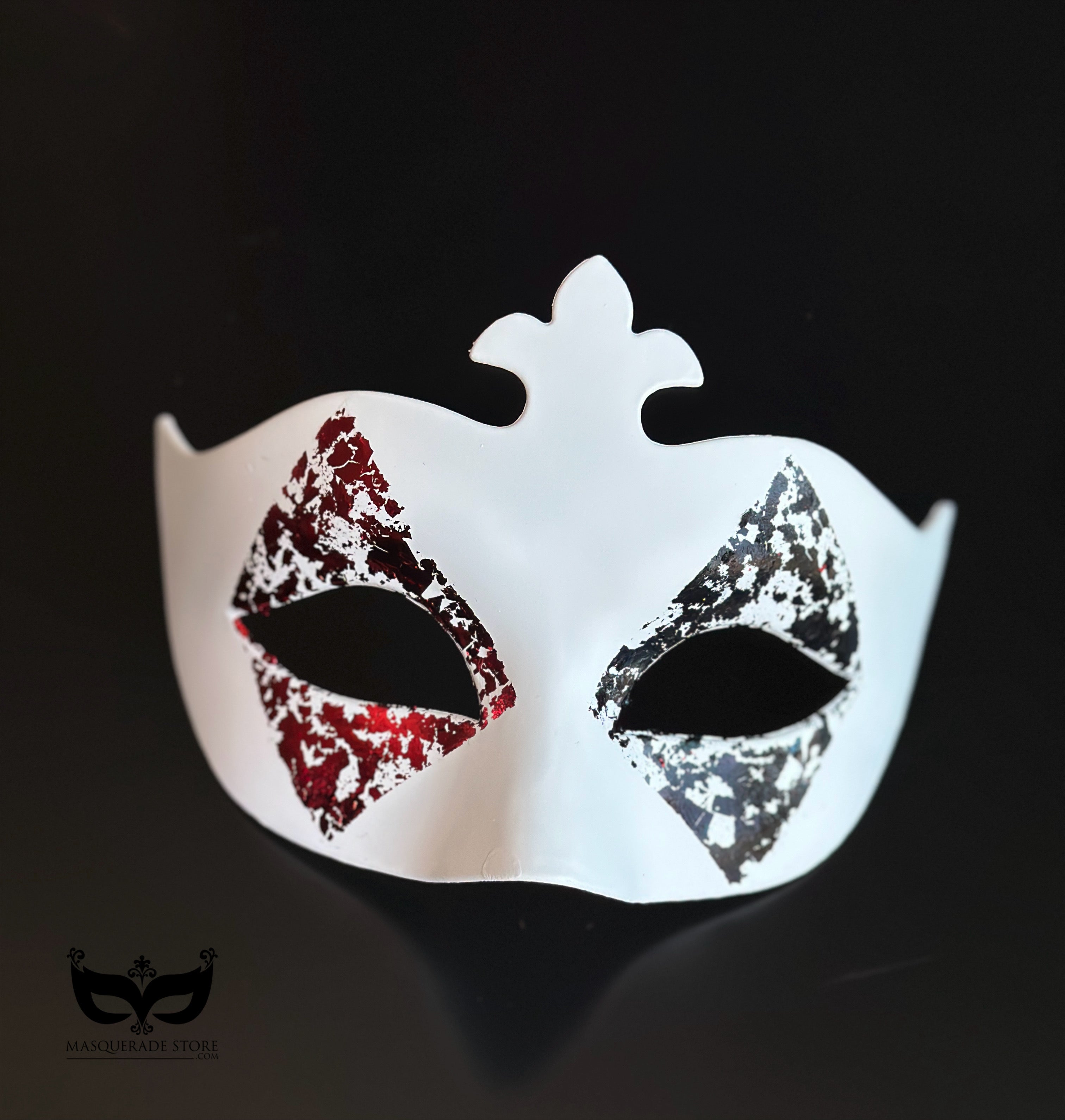 High Stakes Harlequin – White Women’s Casino Mask