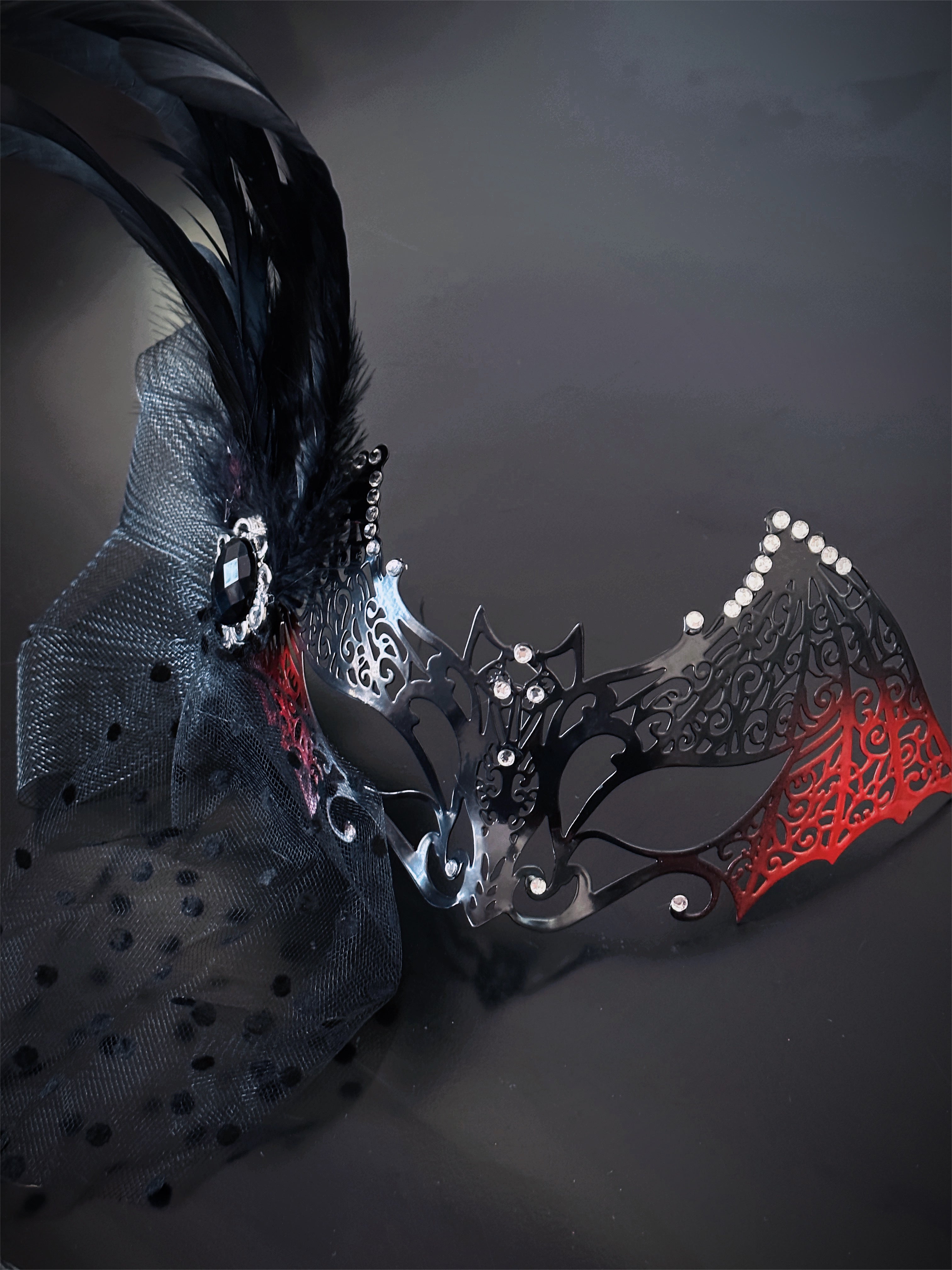 Bat Wing Mask - Black Feathers