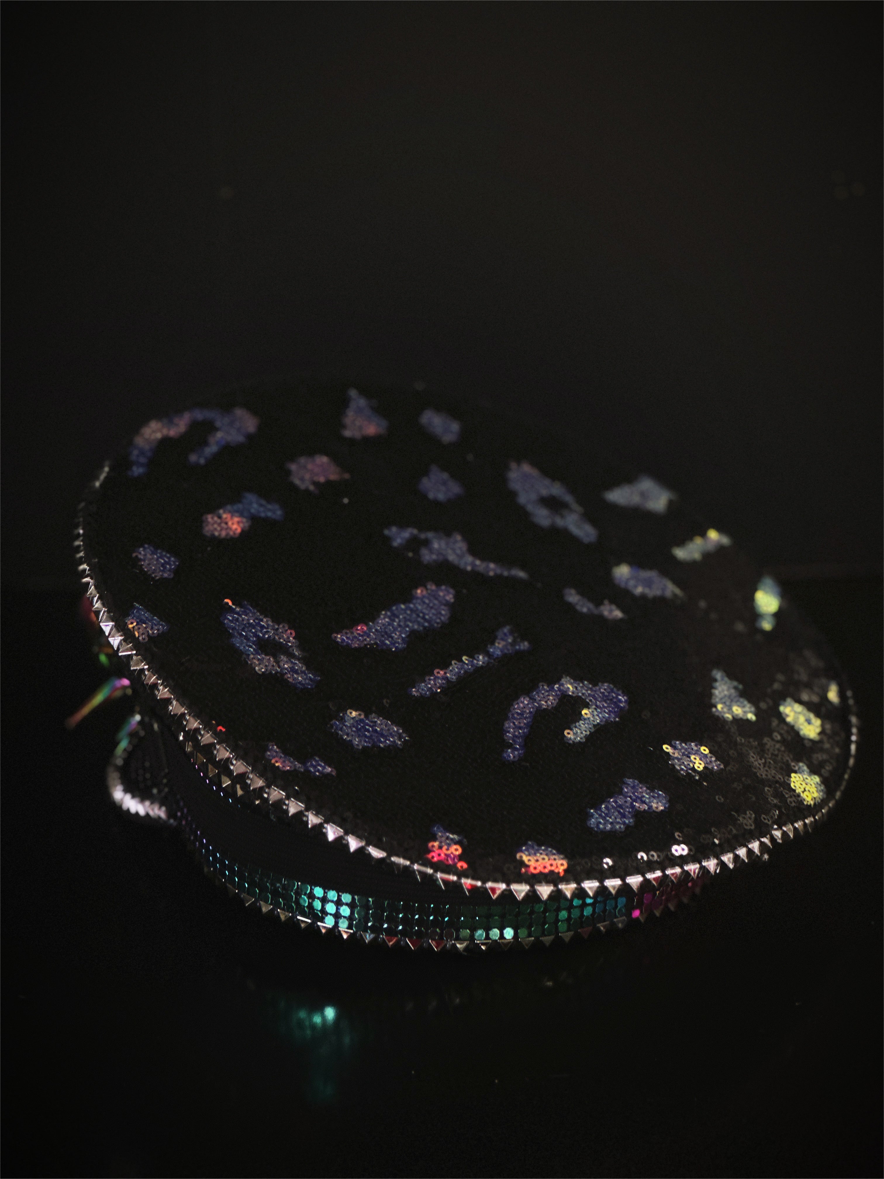 Leopard Sequin Hat - Iridescent/Black