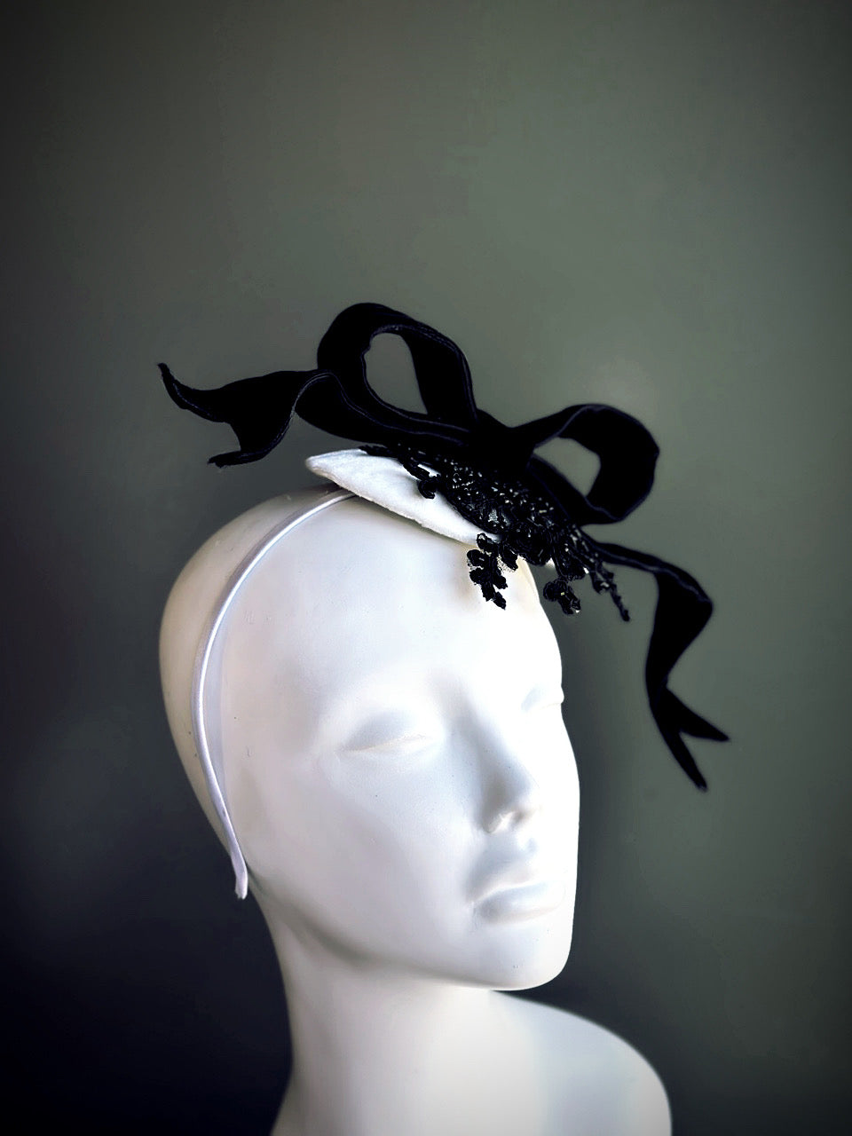 Tea Party Fascinator Hat – Black and White