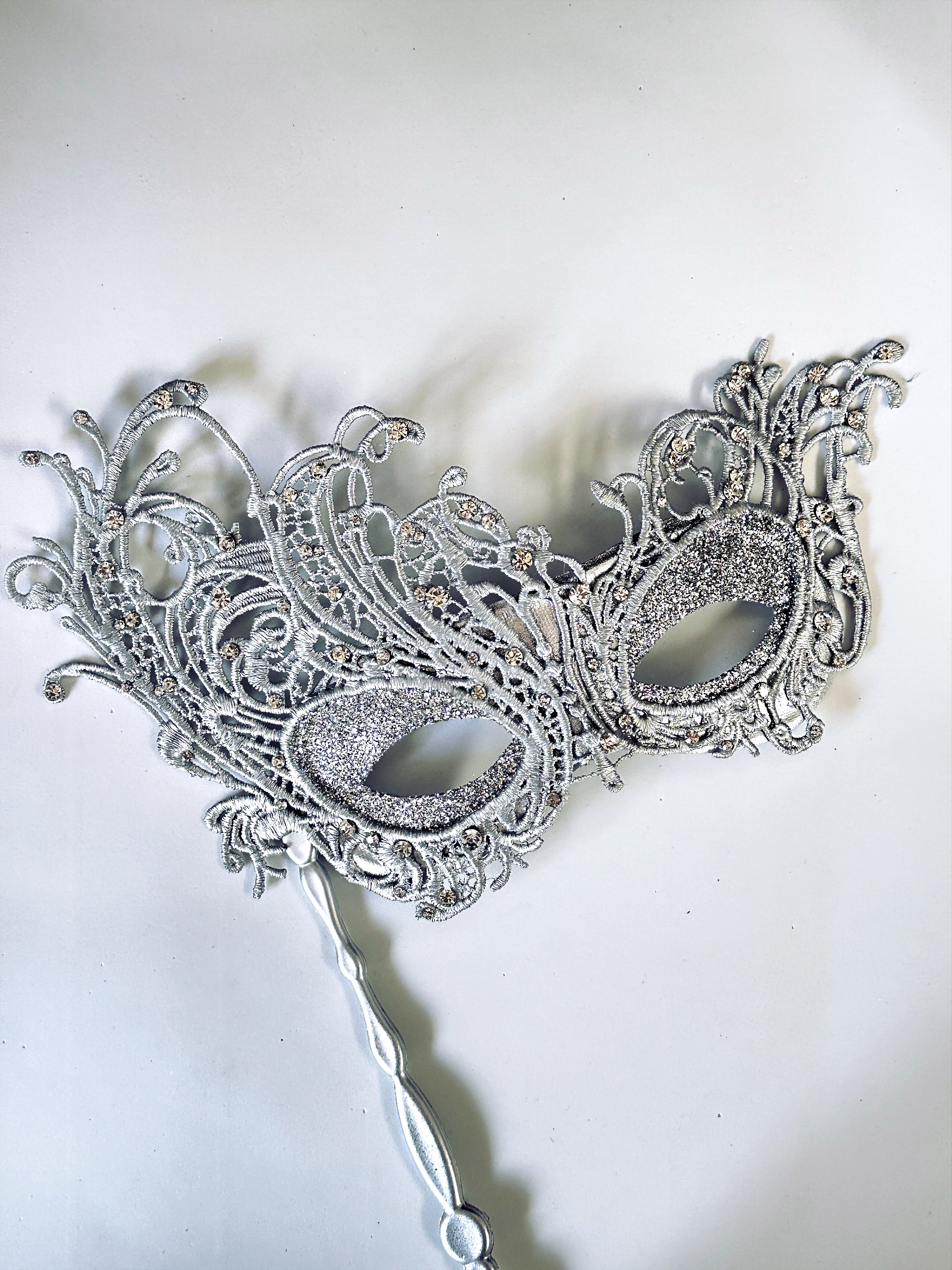 Handheld Lace - Silver Crystal