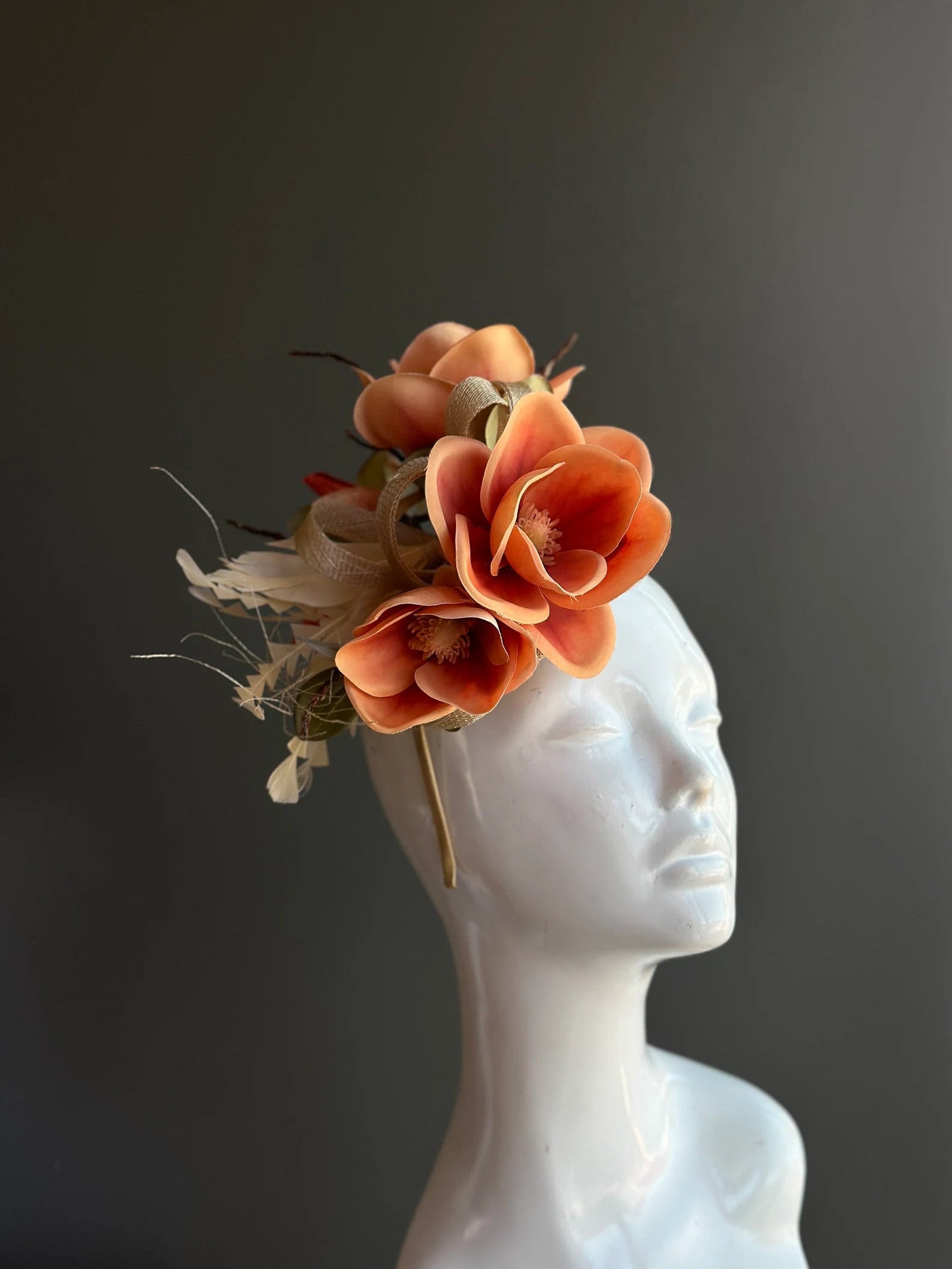 Orange Magnolia Fascinator