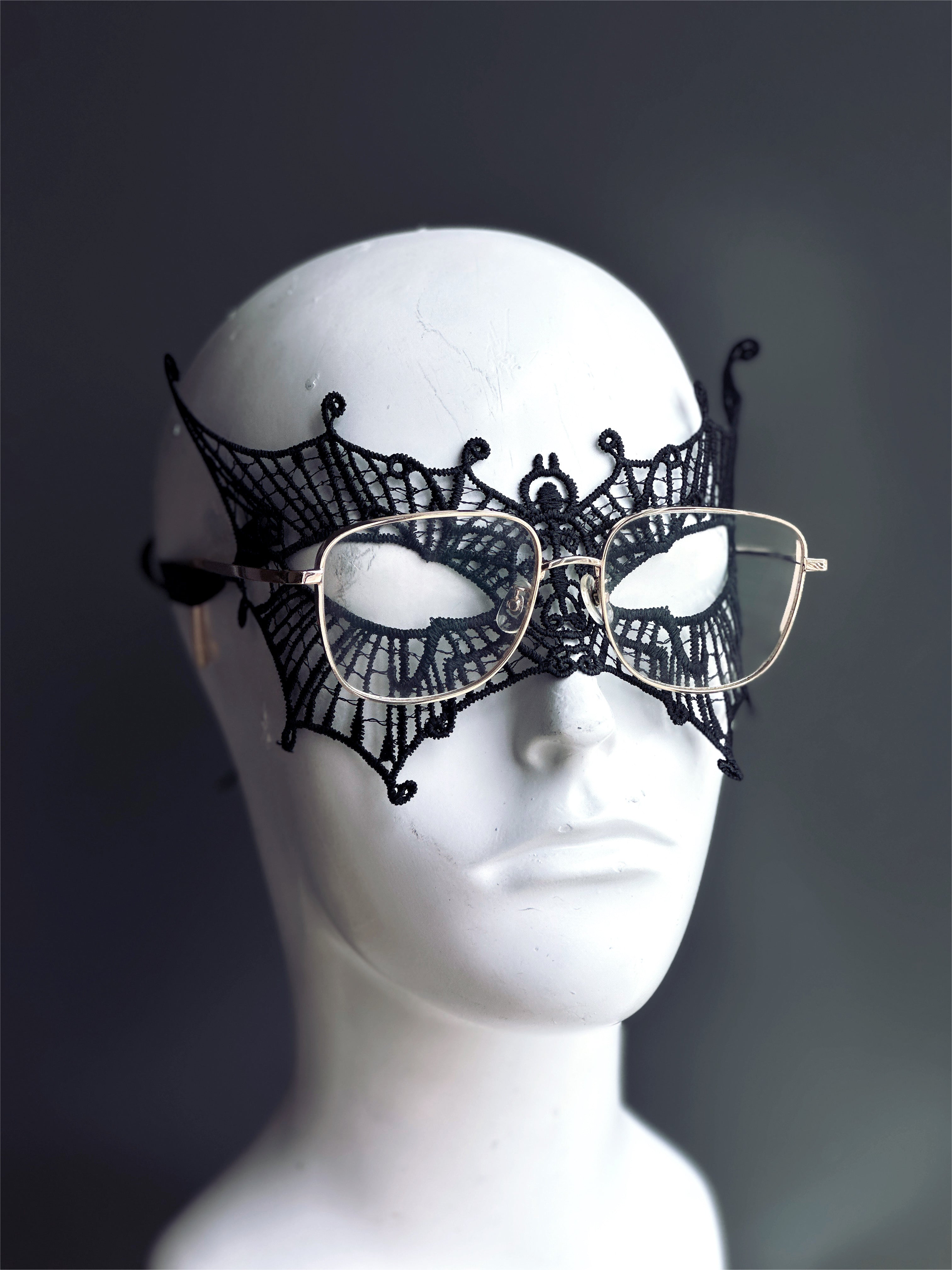 Men's Lace Masquerade Mask Eyeglasses Black Masquerade Store