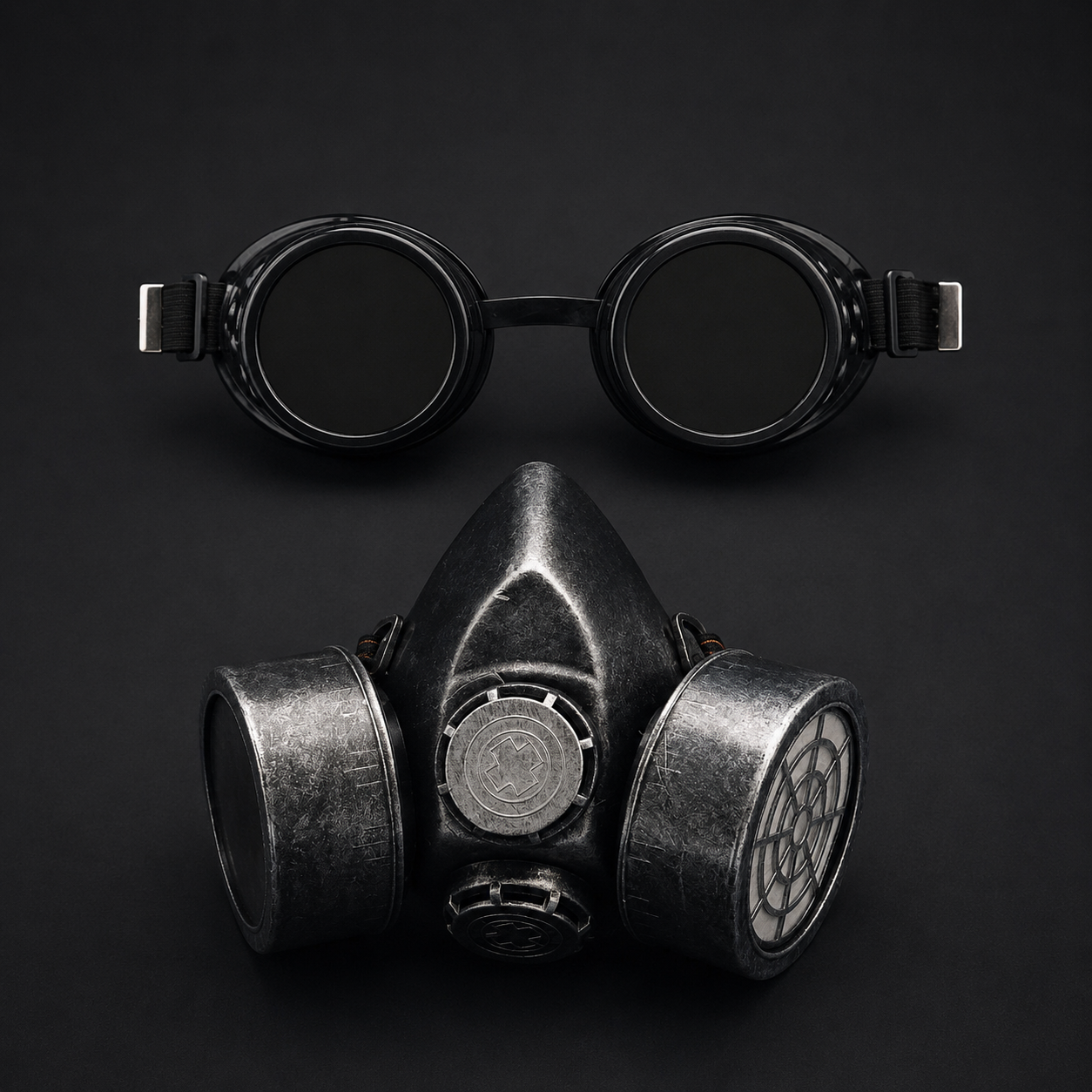 Obsidian Sentinel – Cosplay Gas Mask with Black Goggles