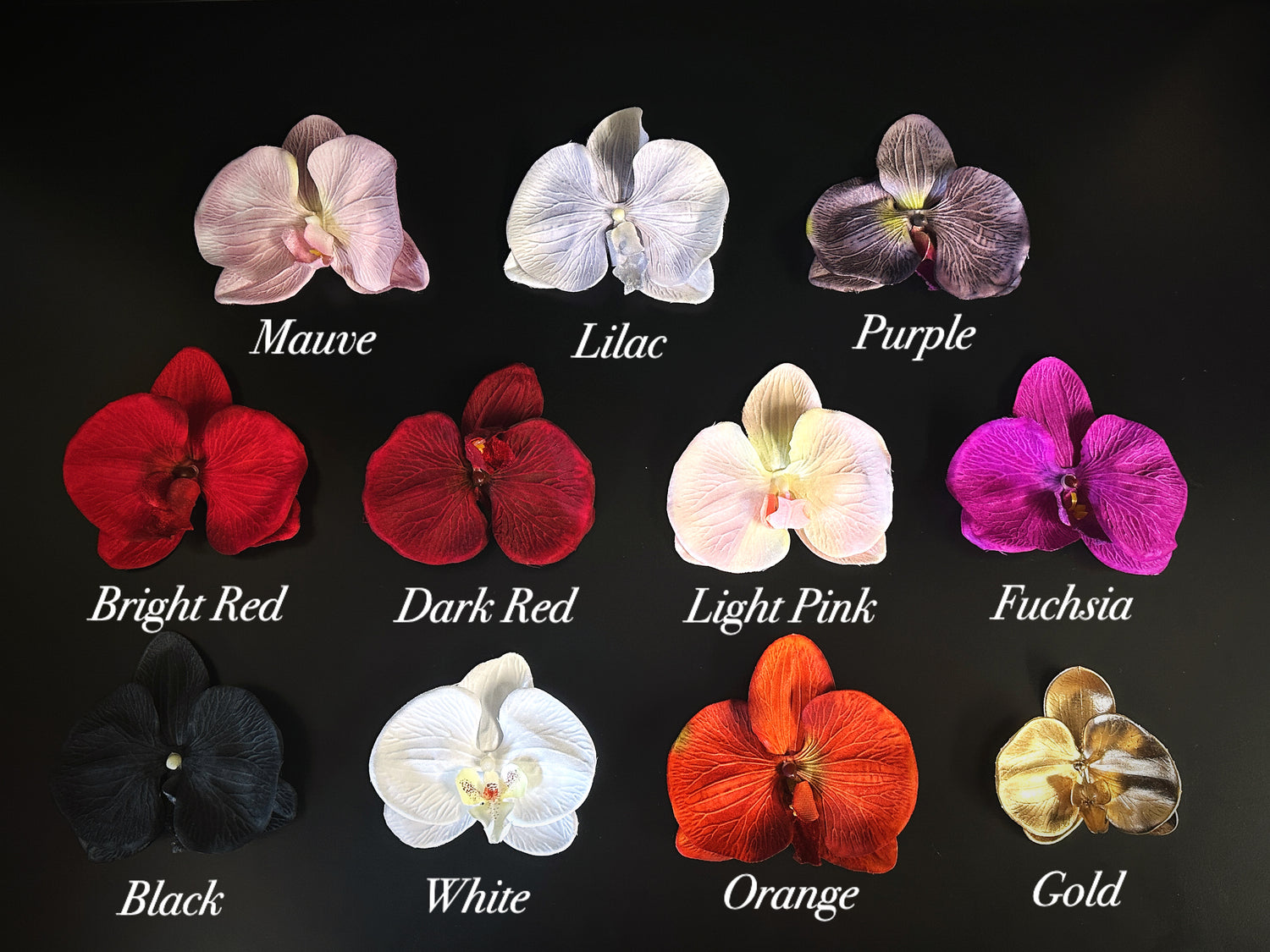 Assorted orchid shades for custom masquerade corsages, fascinators, and headbands