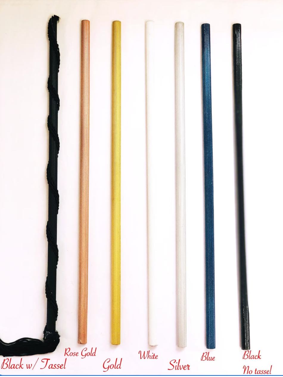 No tassel rose gold masquerade stick handle for handheld masks, ideal for prom and costume parties.