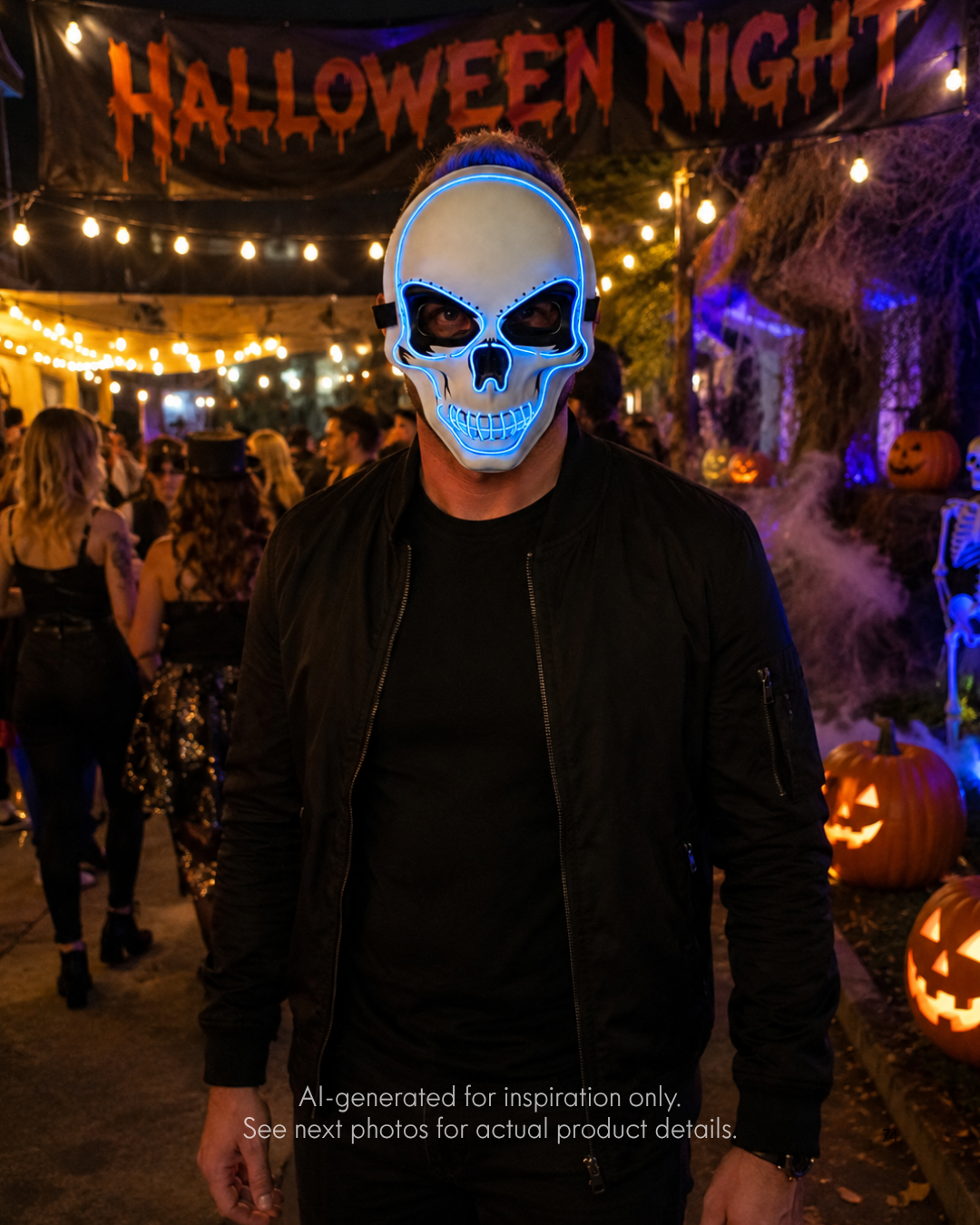 Neon Skull Glow - Blue LED Mask