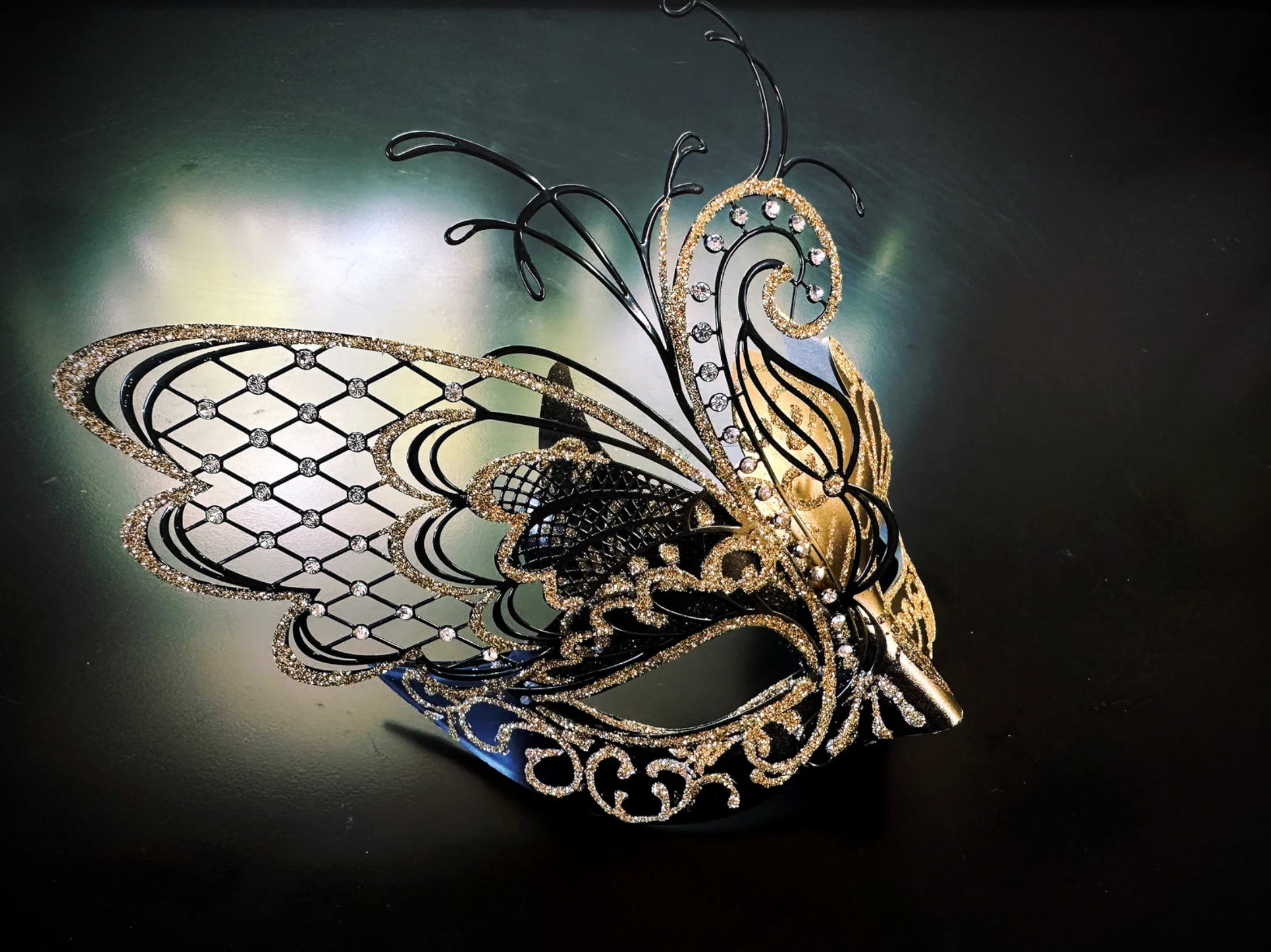 Noir Elegance - Gold Black Butterfly