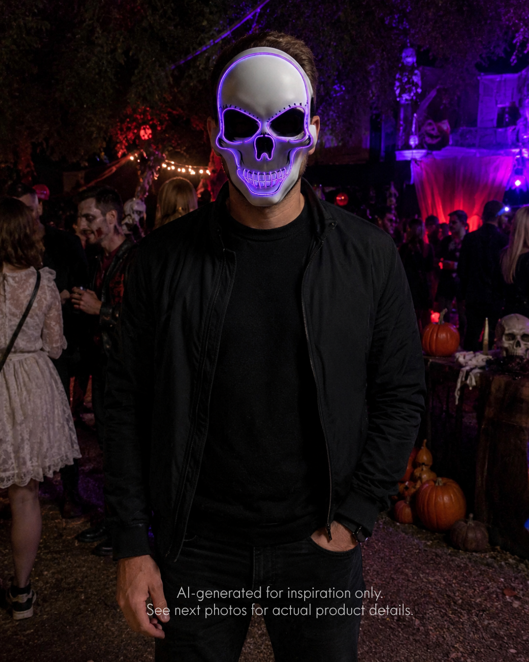Neon Skull Glow - Purple LED Mask