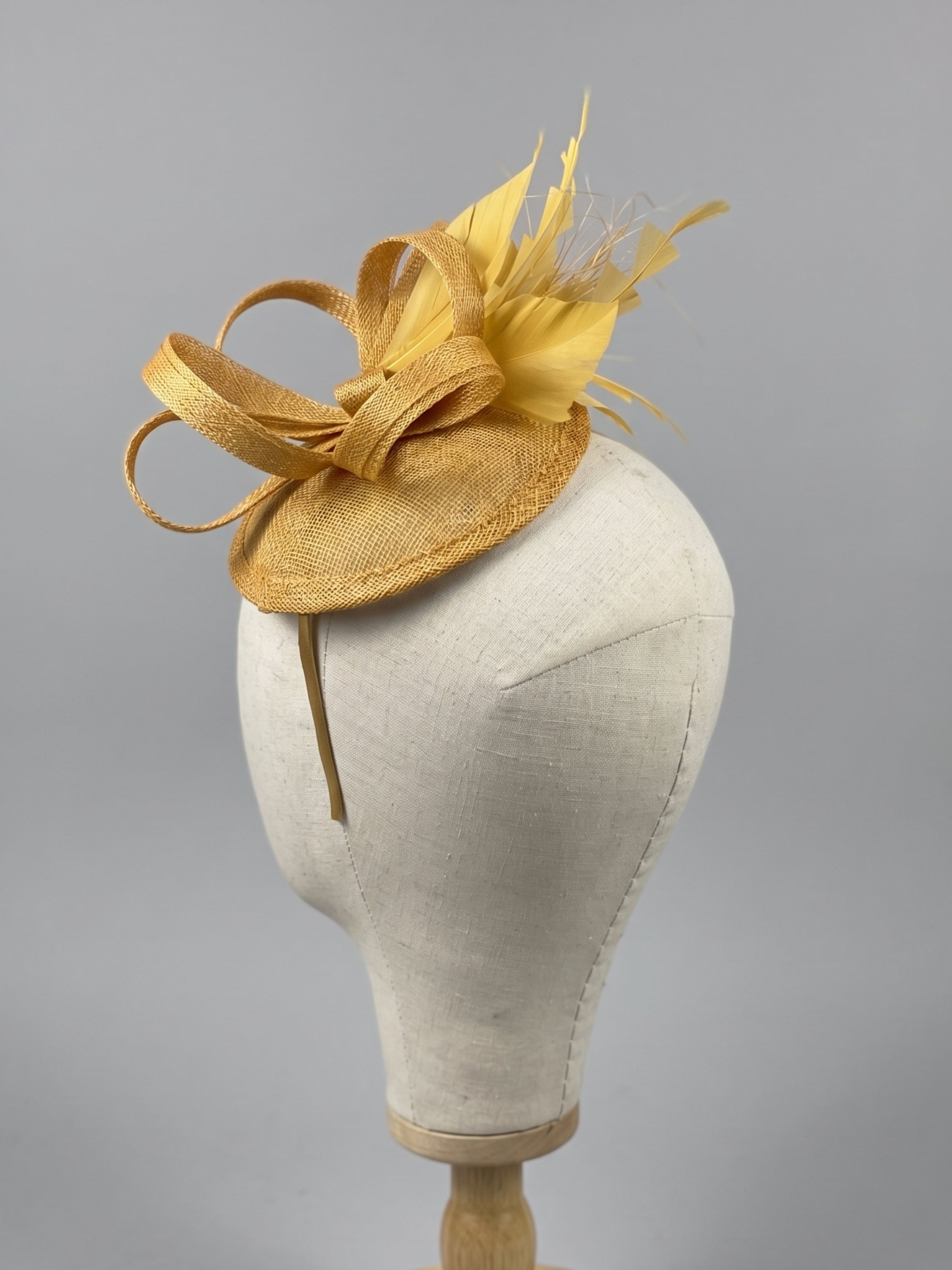 Tea Party Fascinator Hat - Mustard Yellow