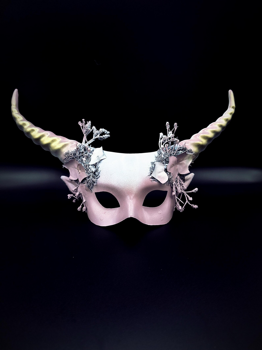White Pink Horn Masquerade Headdress