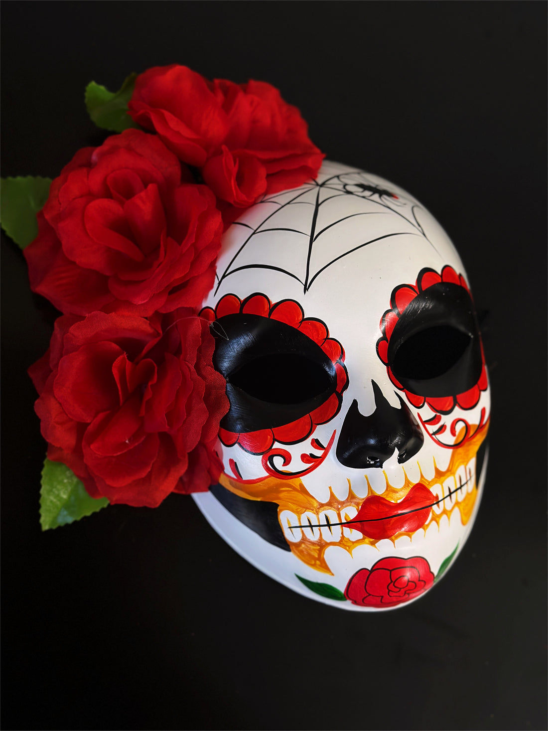 Sugar Skull Flower Mask - Red
