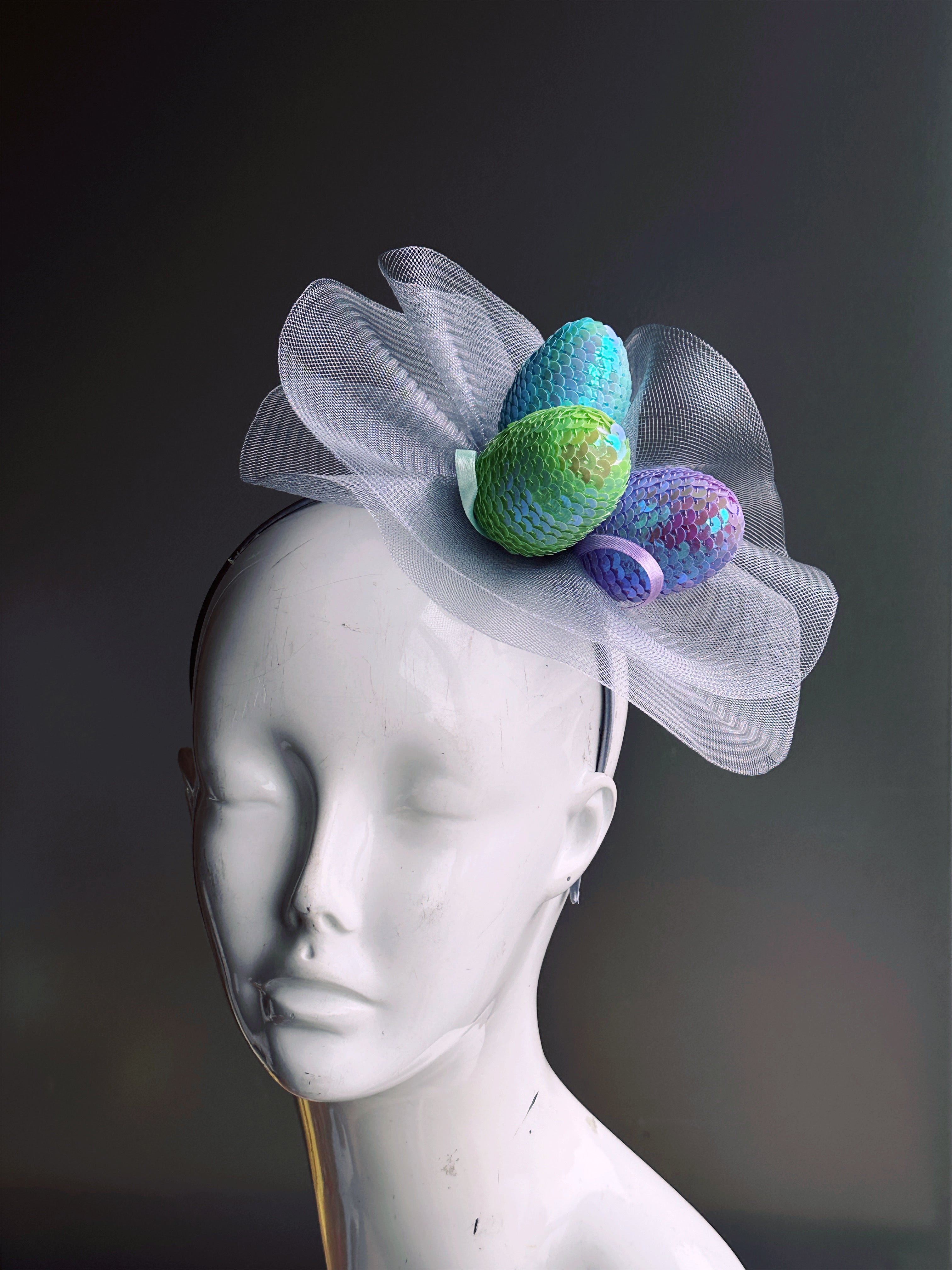 Sequin Egg Ascot - Silver