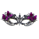 Black lace masquerade mask with purple butterflies, elegant lace butterfly eye mask for women, masquerade ball, prom, and costume parties.