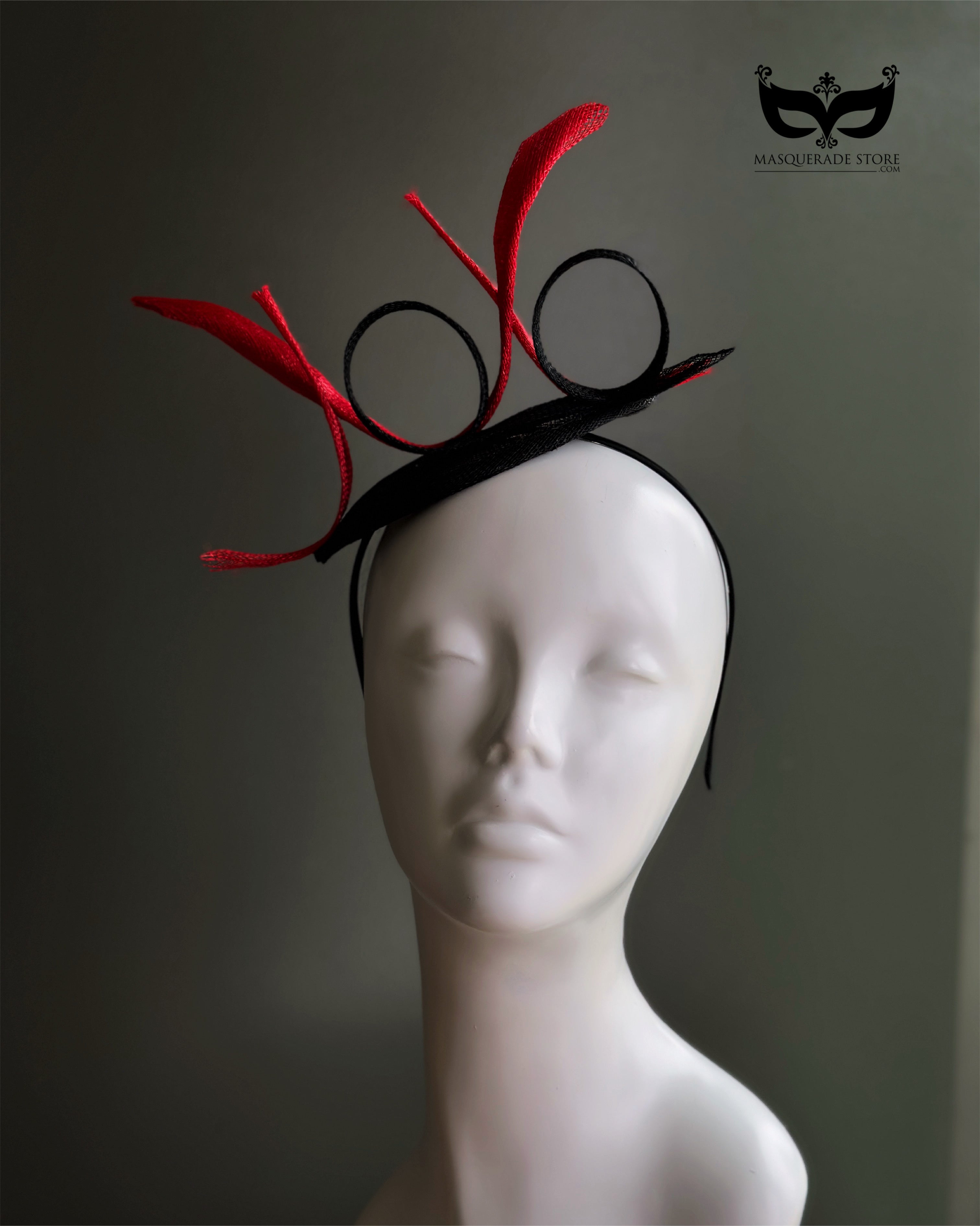 Modern red and black loop headpiece for women