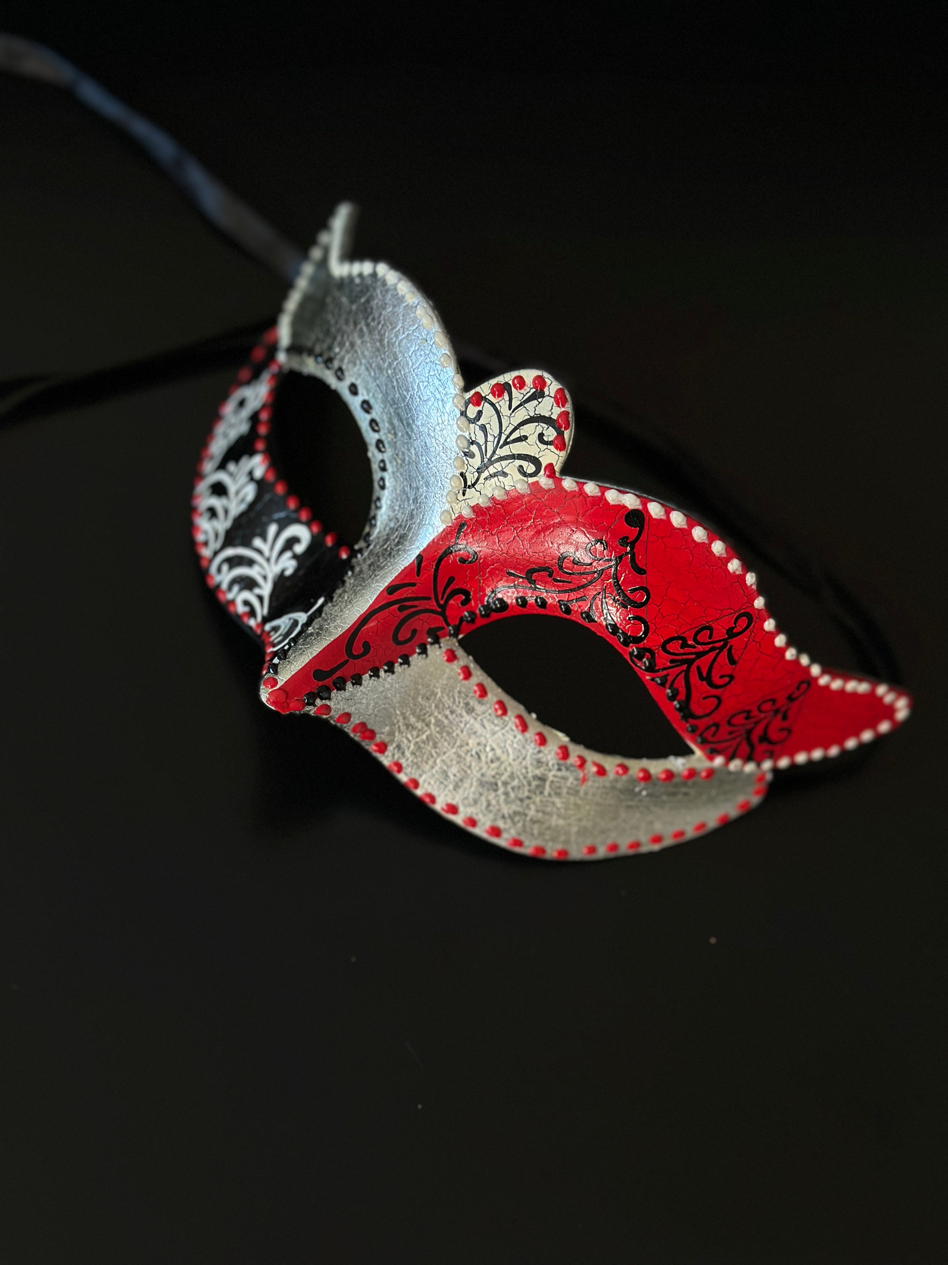 Assorted bulk masquerade mask set in black and red with ornate design for group events