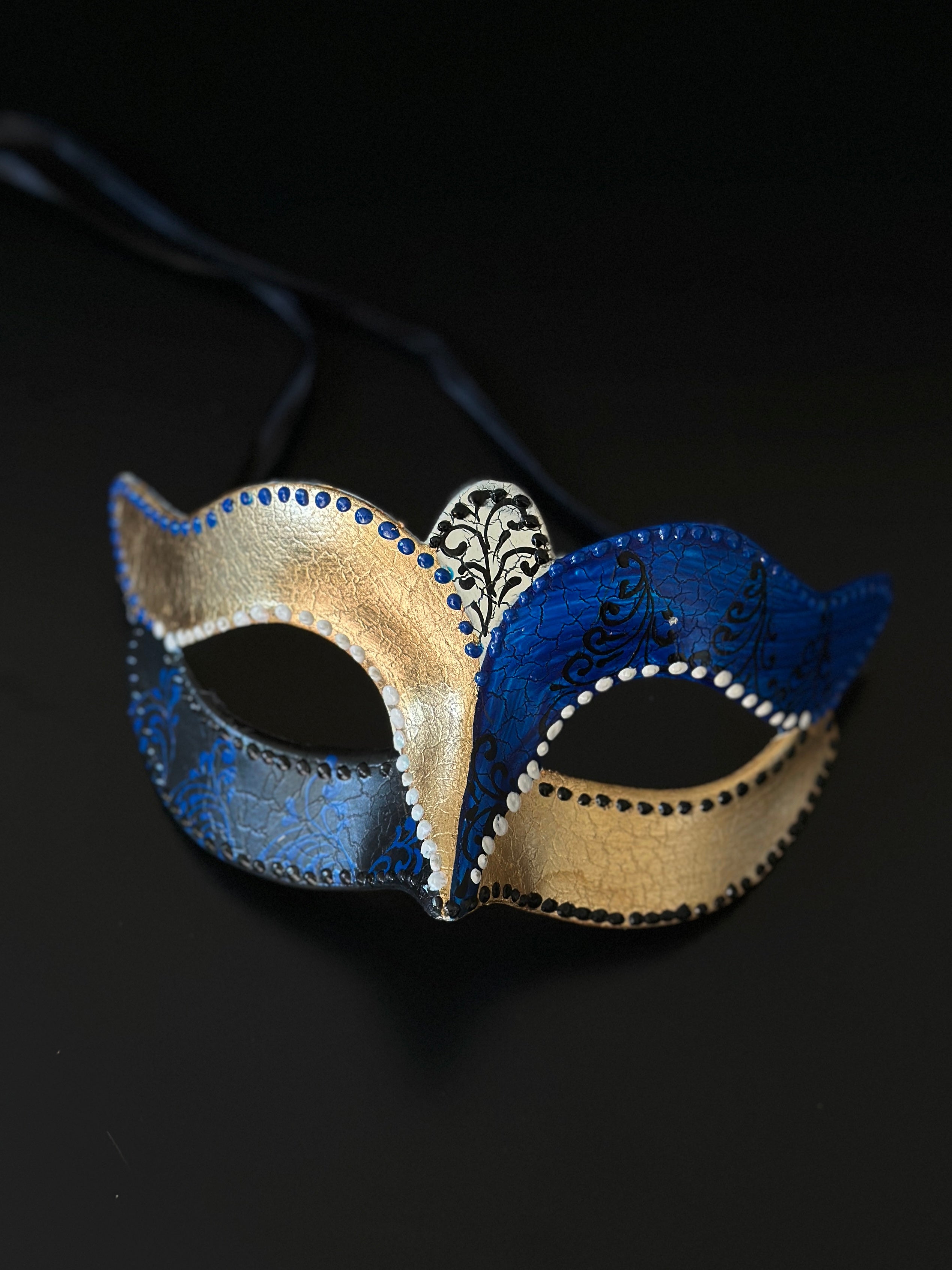 Assorted bulk masquerade mask set in gold and blue with ornate design for group events