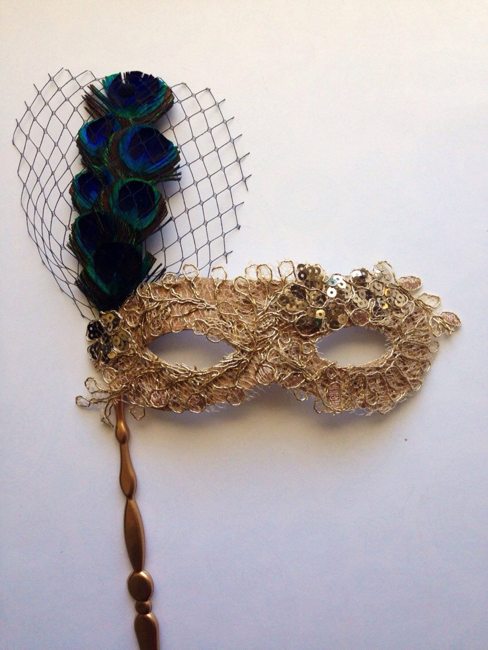 Peacock Serenade - Handheld Mask